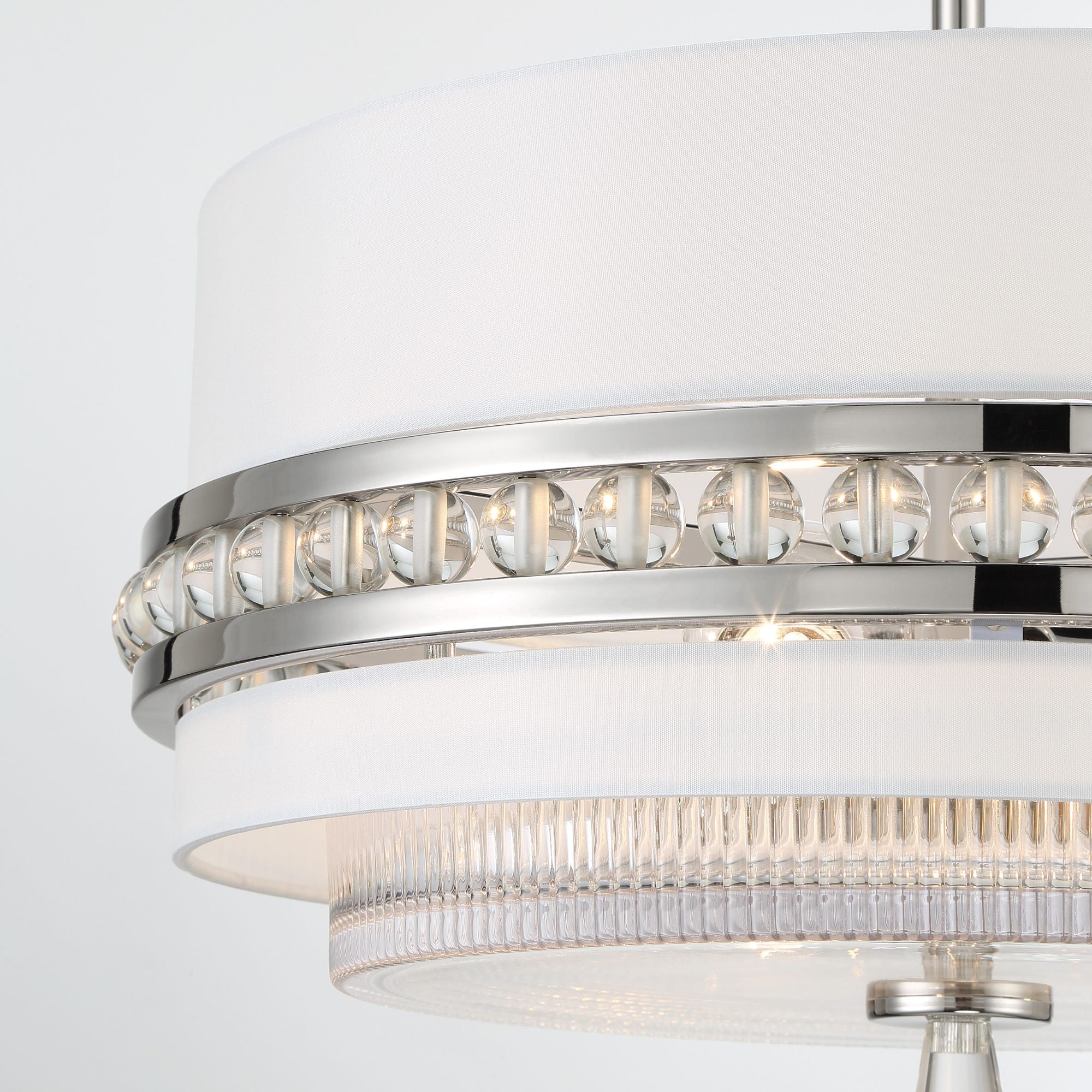 Sutton 18" 3-Light Semi Flush/Pendant, Polished Nickel Finish with White Silk Shade