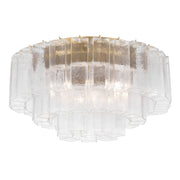 Metropolitan Torvento 28 in. 7-Light Flush Mount, Legacy Brass with Art Glass