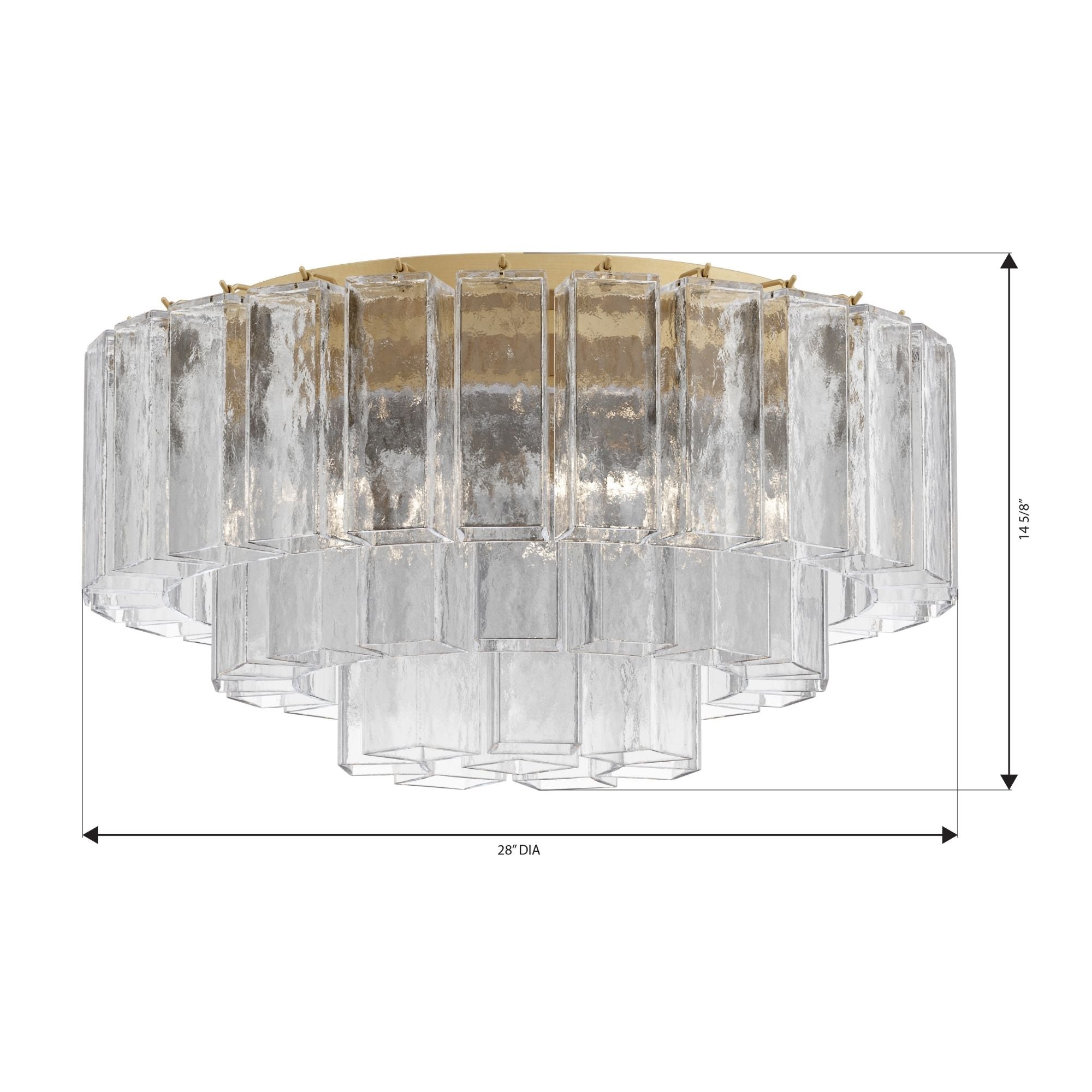 Metropolitan Torvento 28 in. 7-Light Flush Mount, Legacy Brass with Art Glass