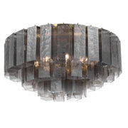 Metropolitan Torvento 28 in. 7-Light Flush Mount, Legacy Brass & Grey Smoke with Art Glass