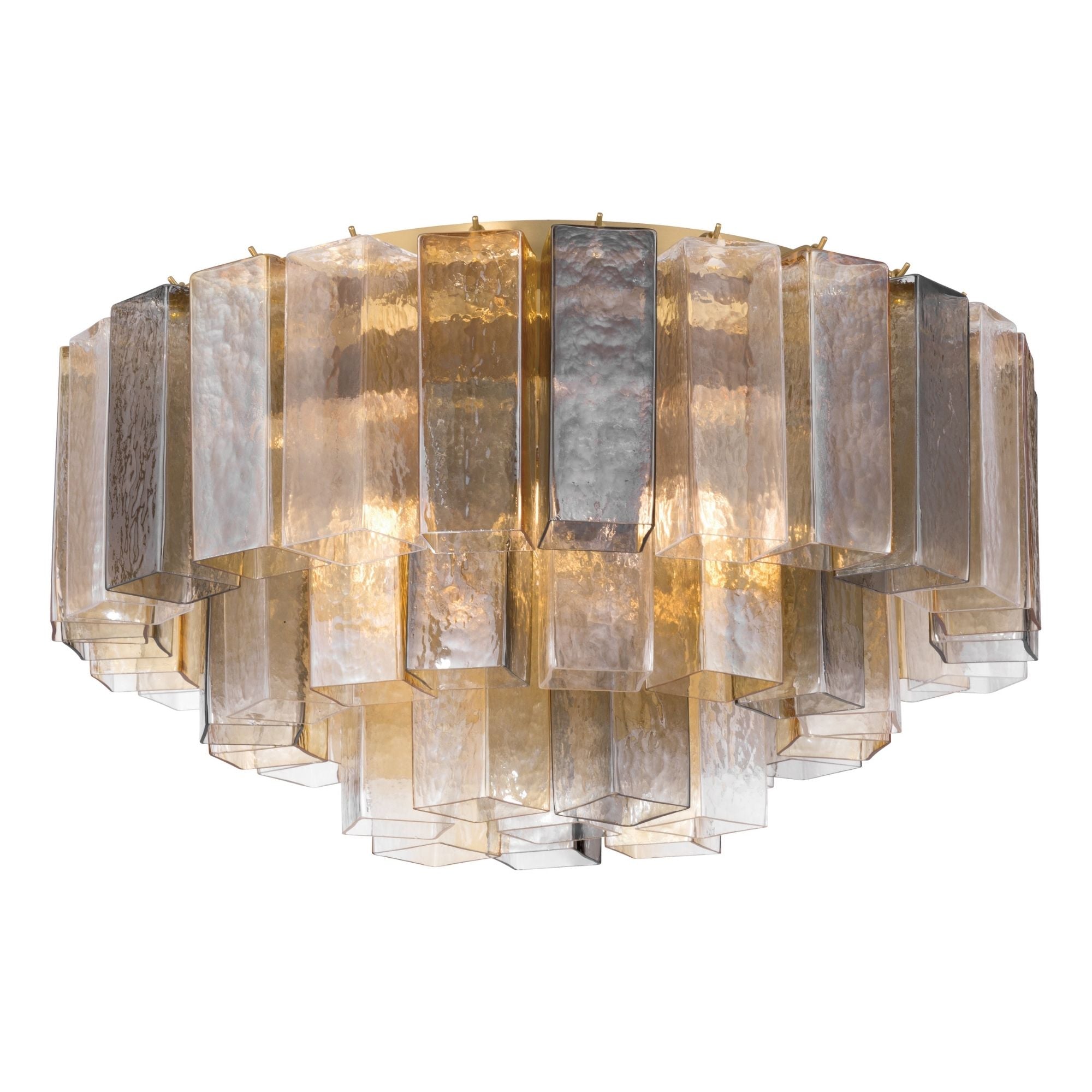 Metropolitan Torvento 28 in. 7-Light Flush Mount, Legacy Brass with Art Glass