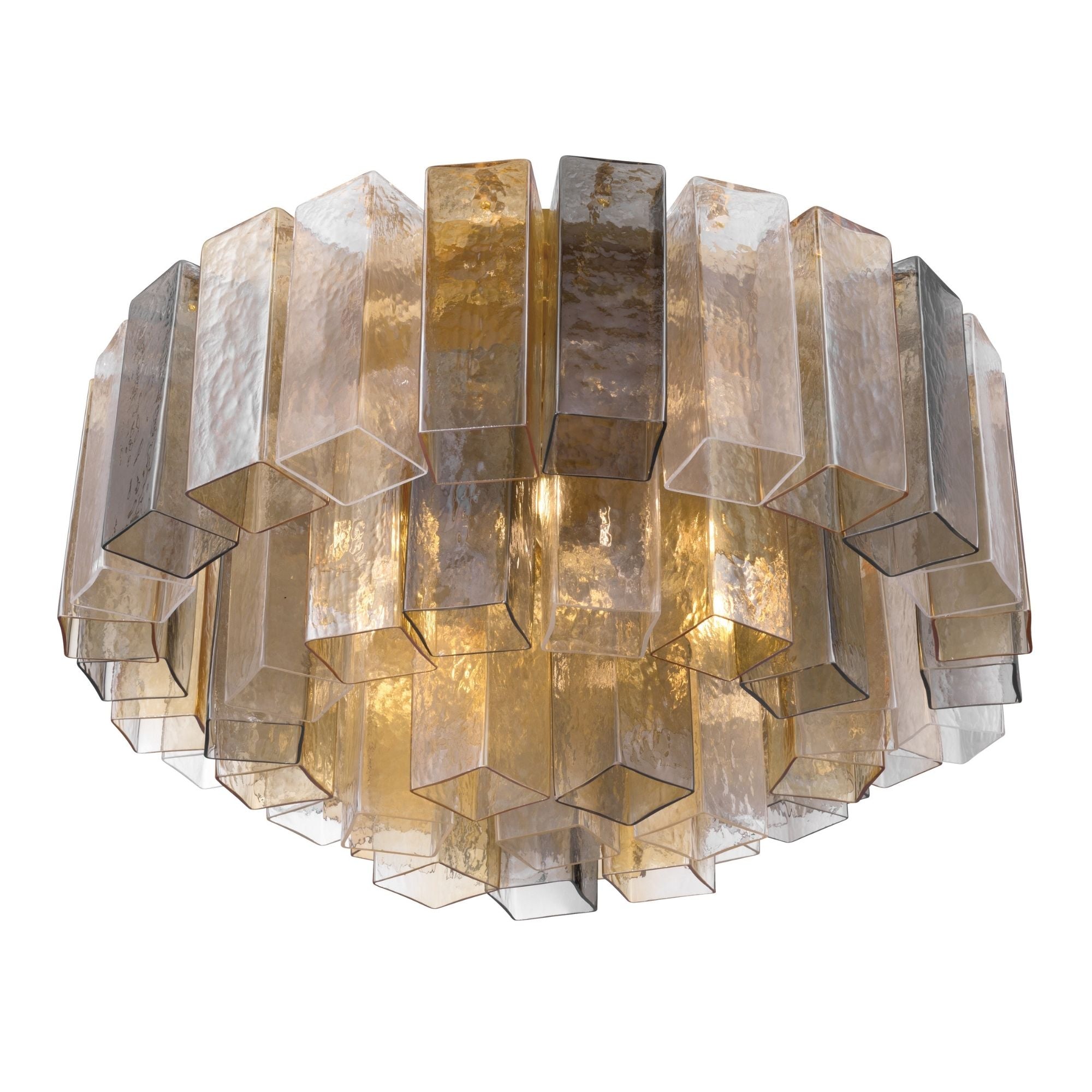 Metropolitan Torvento 28 in. 7-Light Flush Mount, Legacy Brass with Art Glass