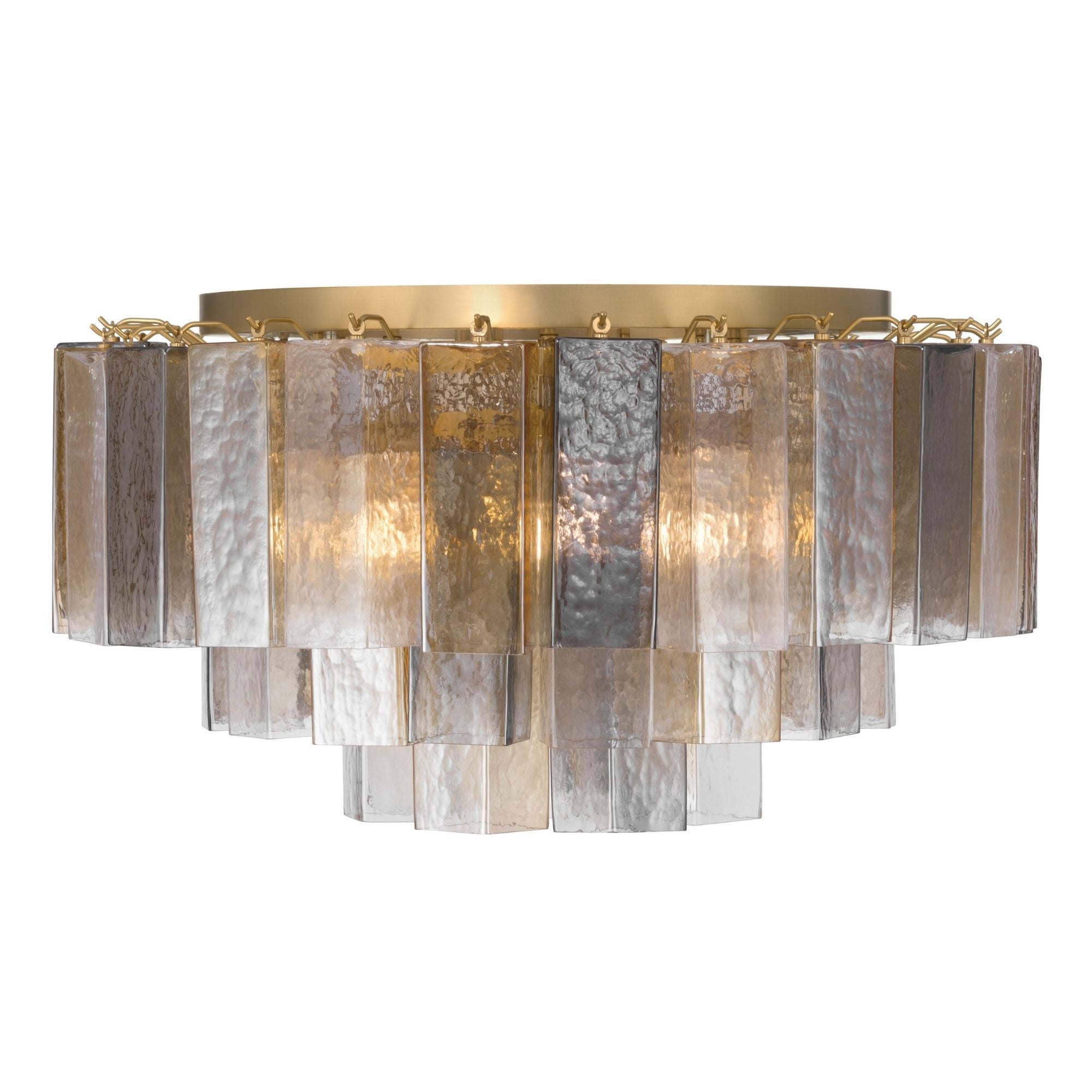 Metropolitan Torvento 28 in. 7-Light Flush Mount, Legacy Brass with Art Glass