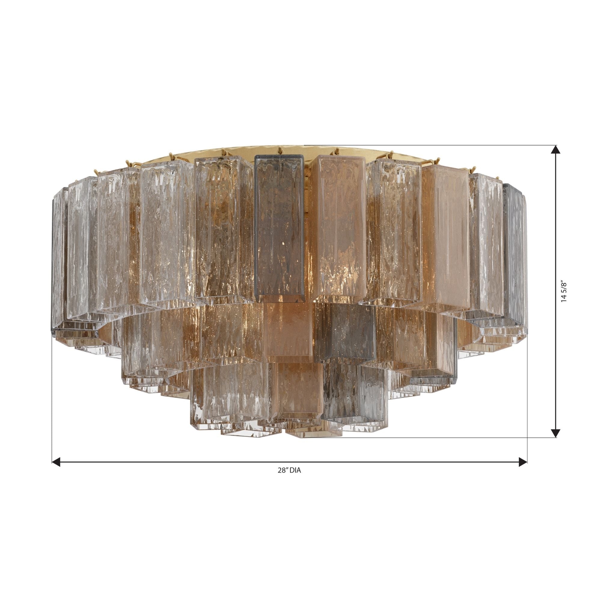 Metropolitan Torvento 28 in. 7-Light Flush Mount, Legacy Brass with Art Glass
