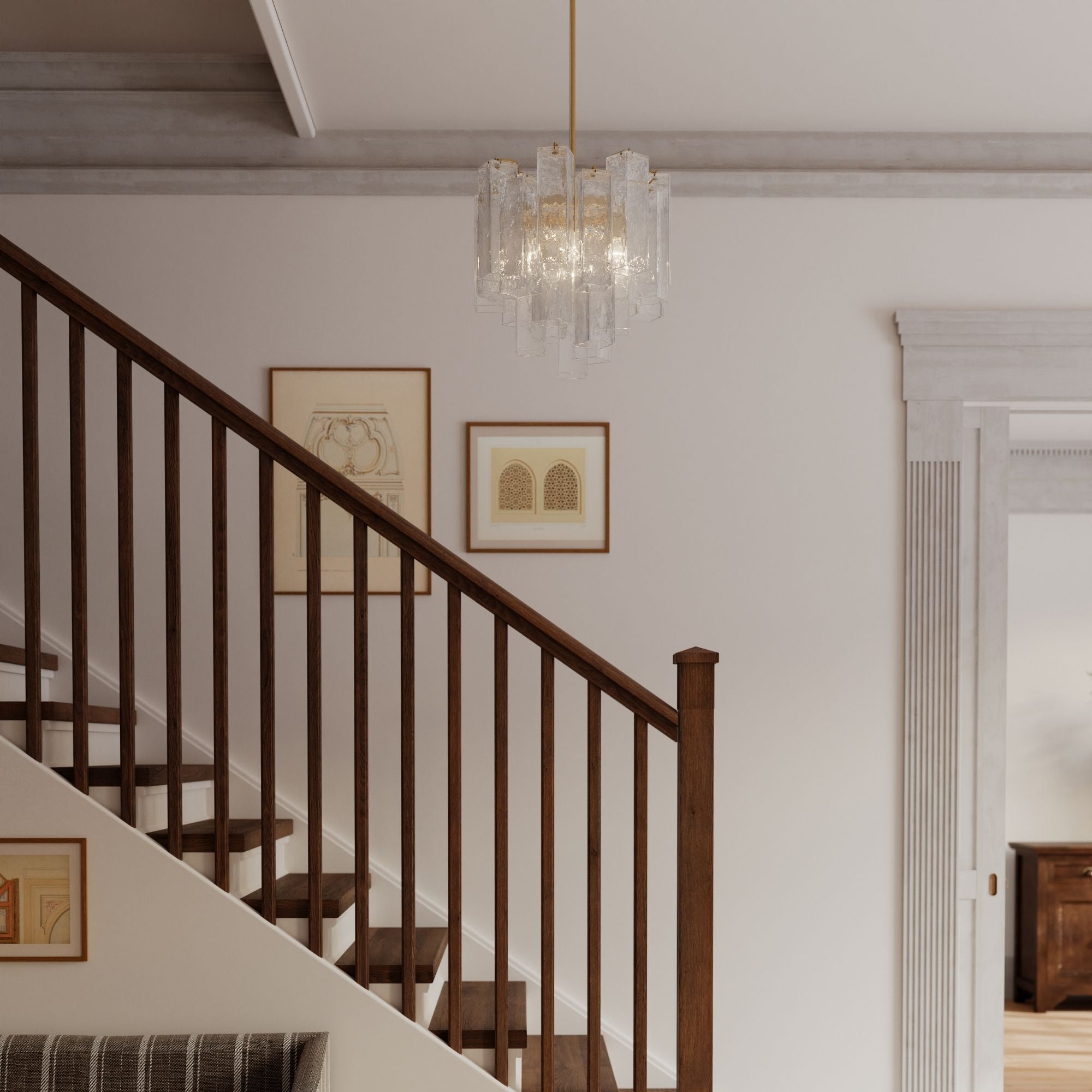 Metropolitan Torvento 17.75 in. 6-Light Pendant, Legacy Brass with Clear Art Glass