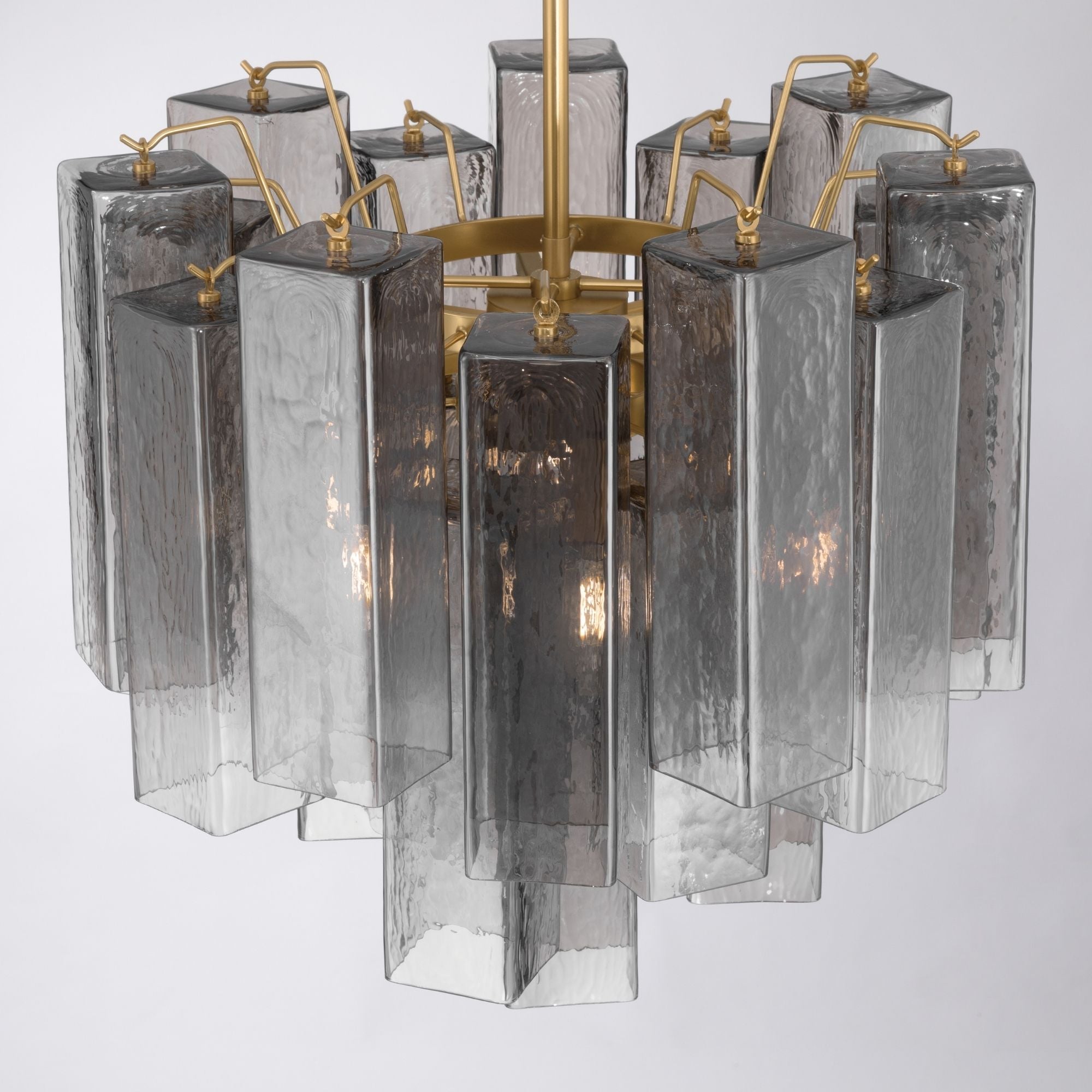 Metropolitan Torvento 17.75 in. 6-Light Pendant, Legacy Brass & Grey Smoke with Art Glass