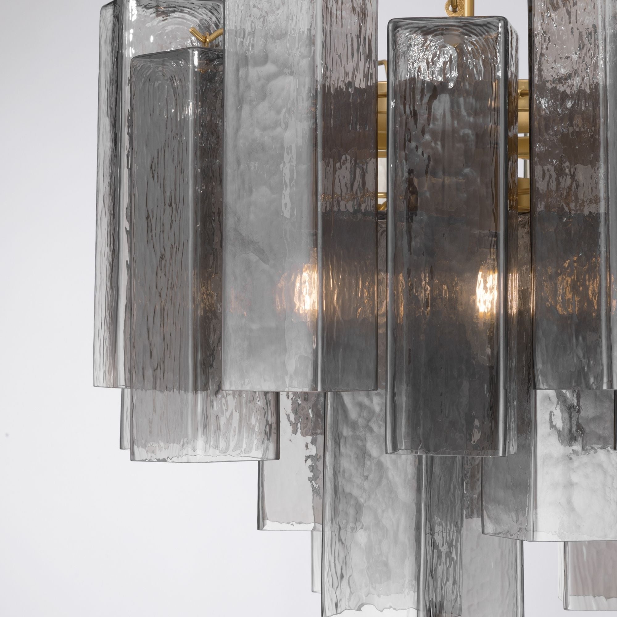 Metropolitan Torvento 17.75 in. 6-Light Pendant, Legacy Brass & Grey Smoke with Art Glass