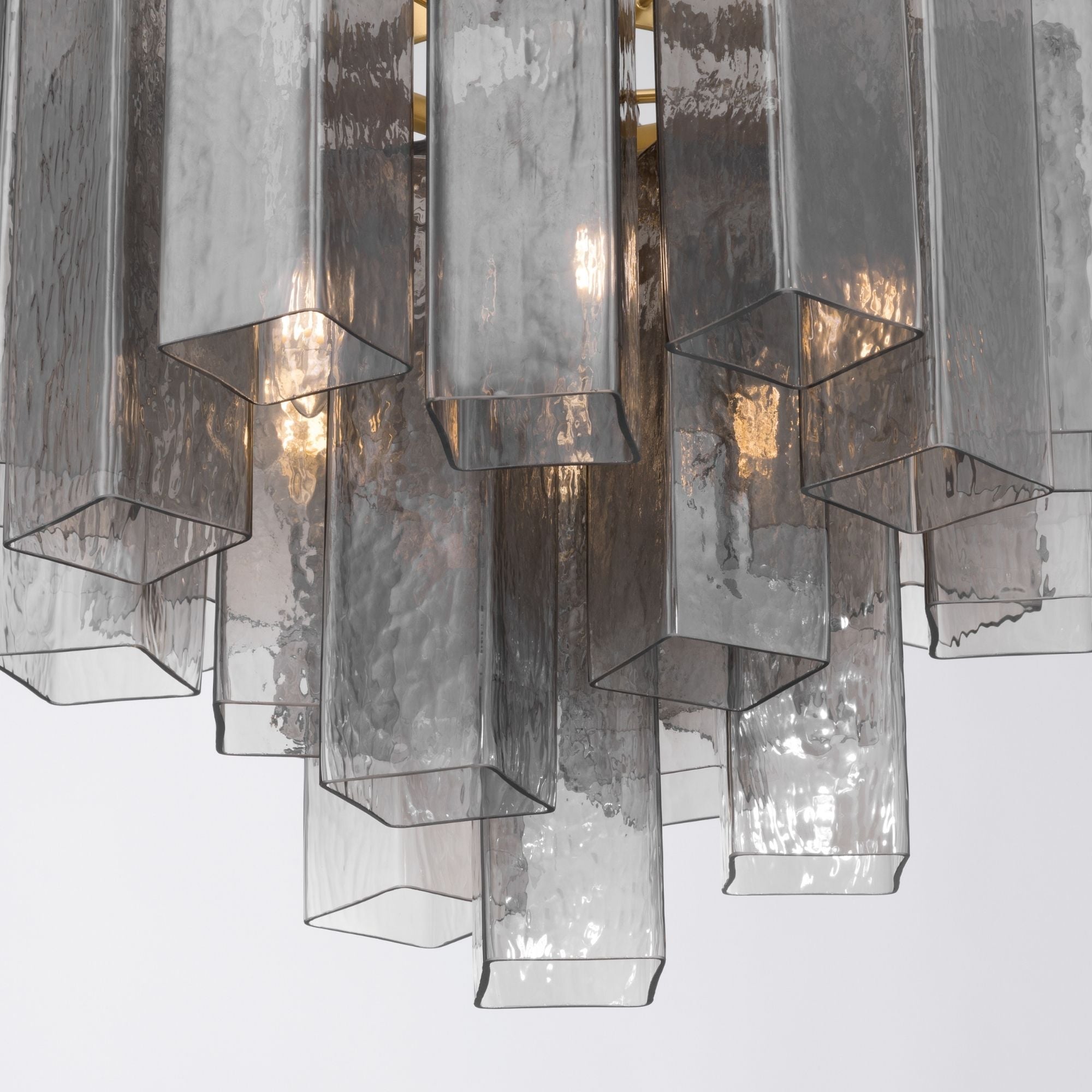 Metropolitan Torvento 17.75 in. 6-Light Pendant, Legacy Brass & Grey Smoke with Art Glass