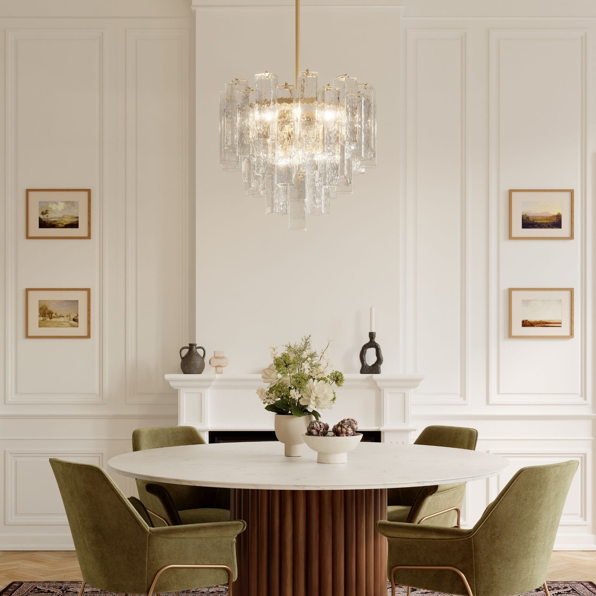 Metropolitan Torvento 25.25 in. 9-Light Pendant, Legacy Brass with Clear Art Glass