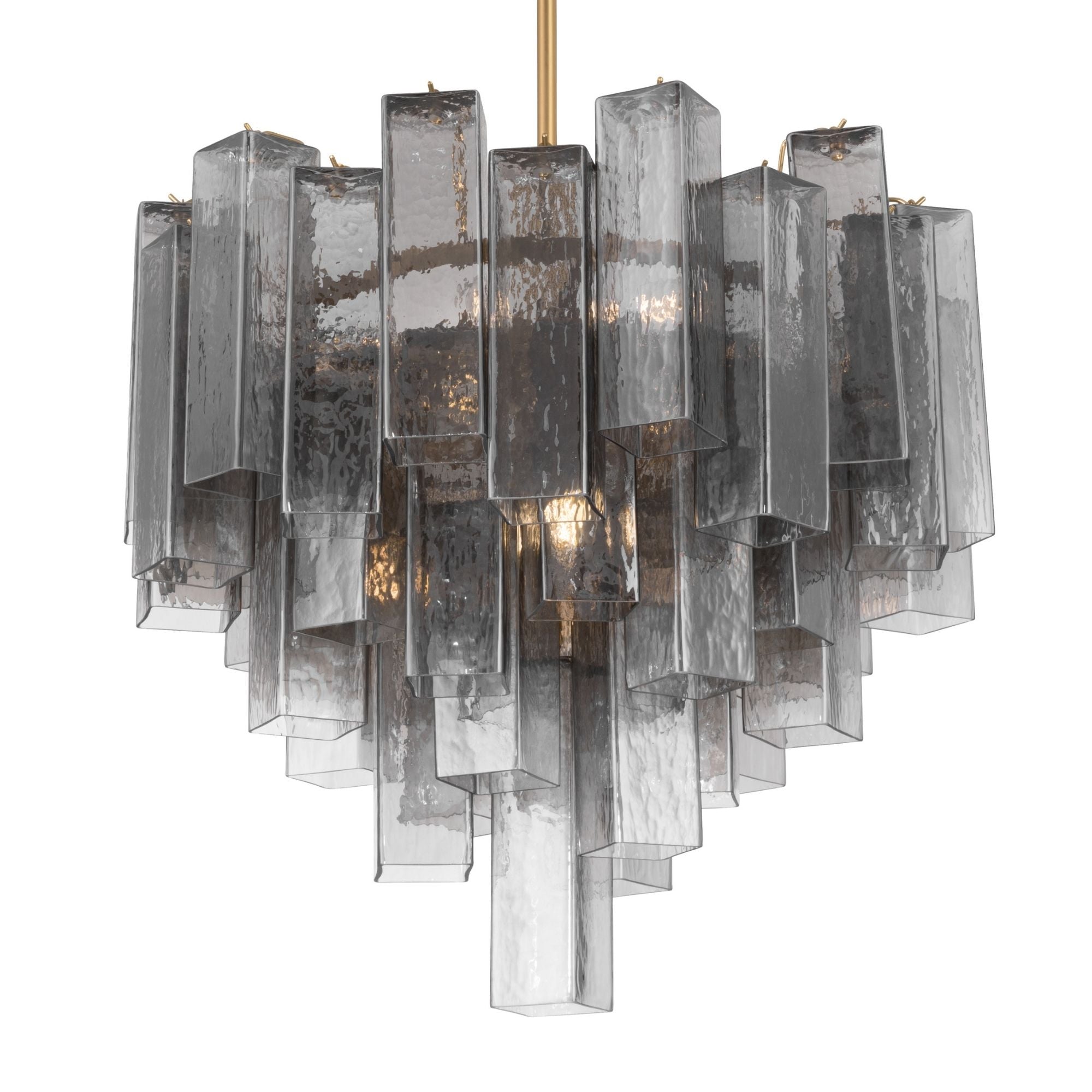 Metropolitan Torvento 25.25 in. 9-Light Pendant, Legacy Brass & Grey Smoke with Art Glass