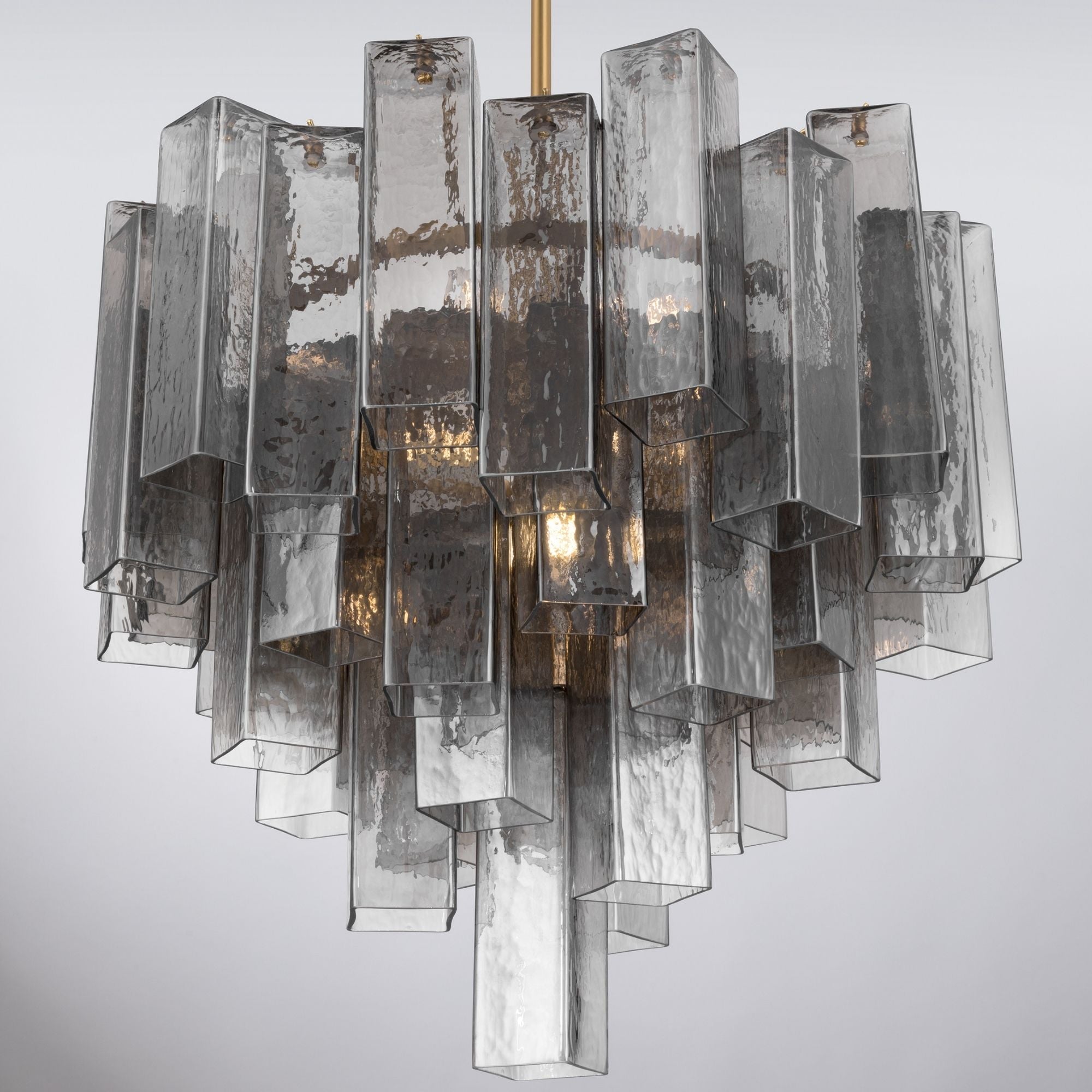 Metropolitan Torvento 25.25 in. 9-Light Pendant, Legacy Brass & Grey Smoke with Art Glass