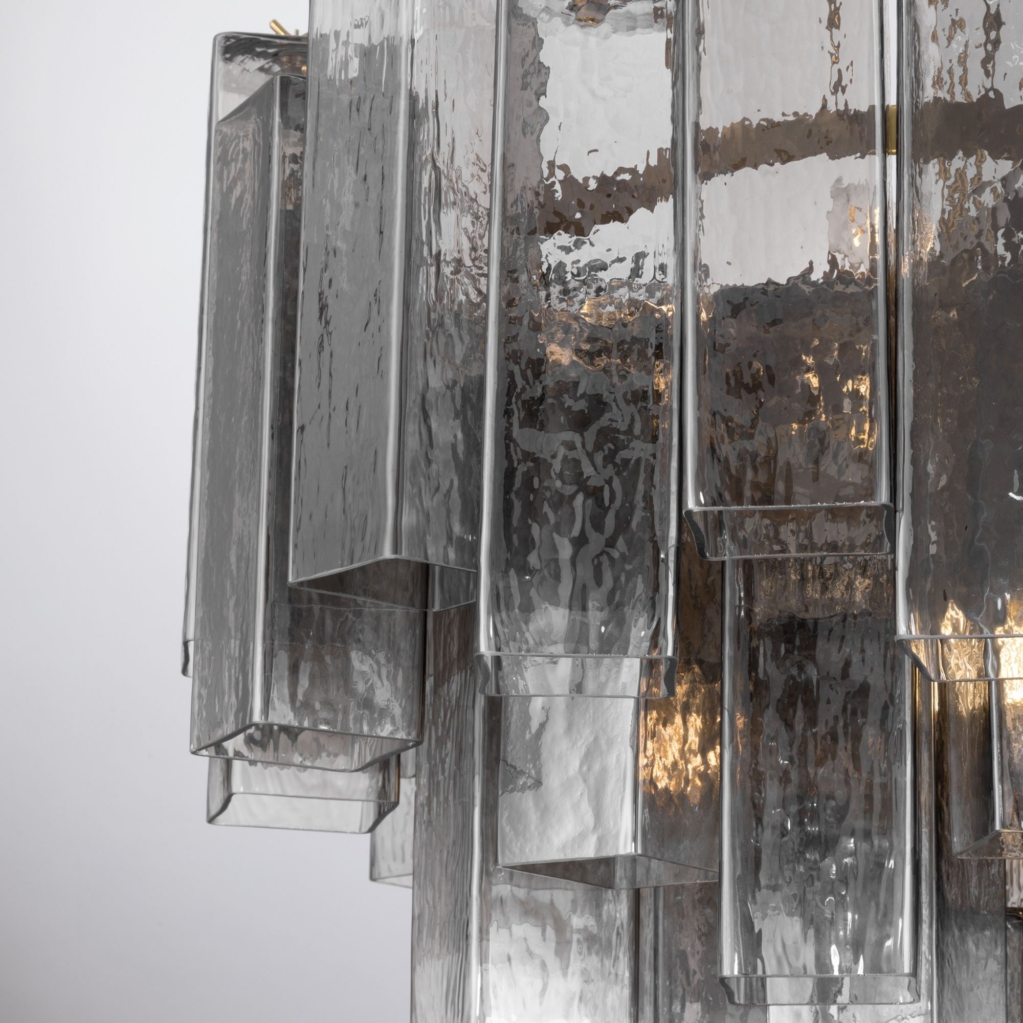 Metropolitan Torvento 25.25 in. 9-Light Pendant, Legacy Brass & Grey Smoke with Art Glass