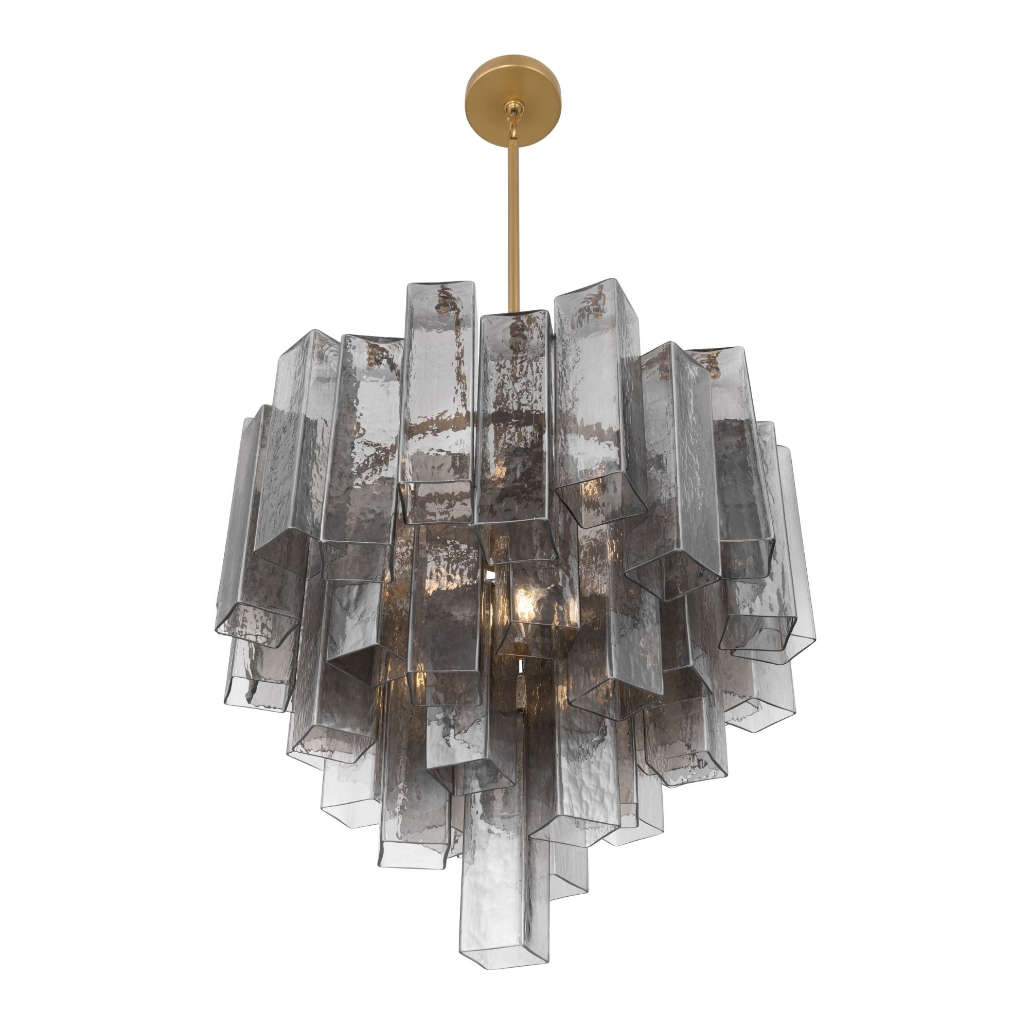 Metropolitan Torvento 25.25 in. 9-Light Pendant, Legacy Brass & Grey Smoke with Art Glass
