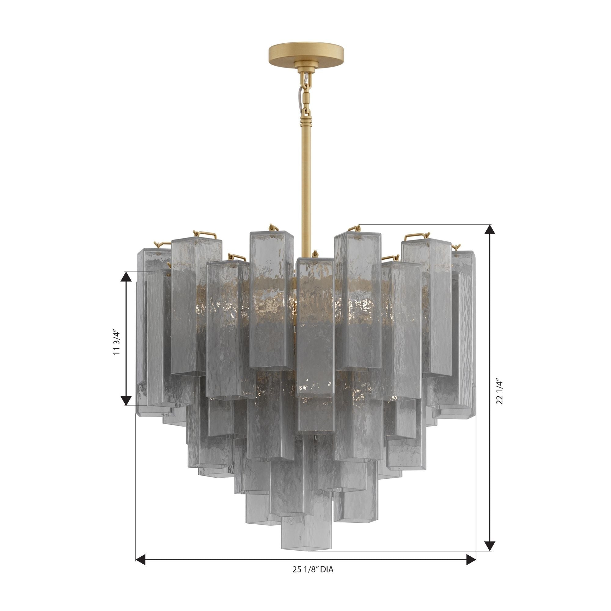 Metropolitan Torvento 25.25 in. 9-Light Pendant, Legacy Brass & Grey Smoke with Art Glass