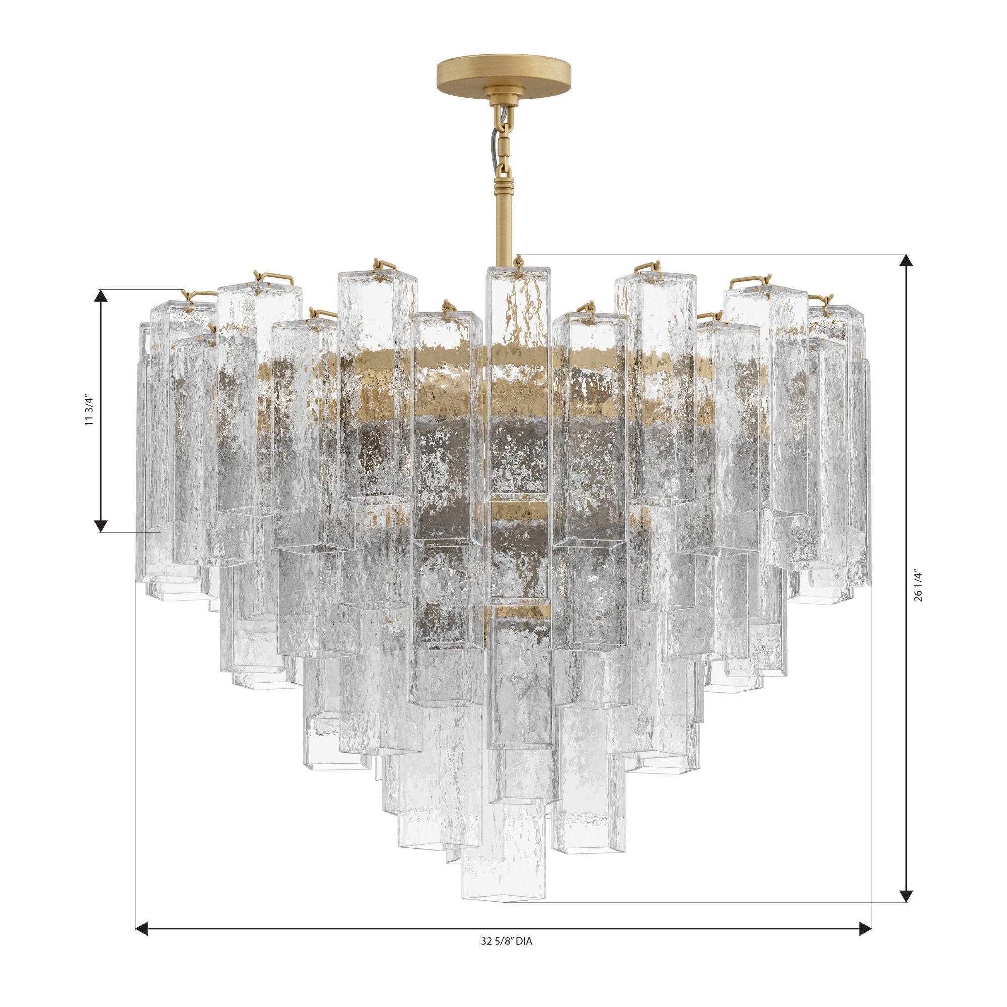 Metropolitan Torvento 32.75 in. 15-Light Pendant, Legacy Brass with Art Glass