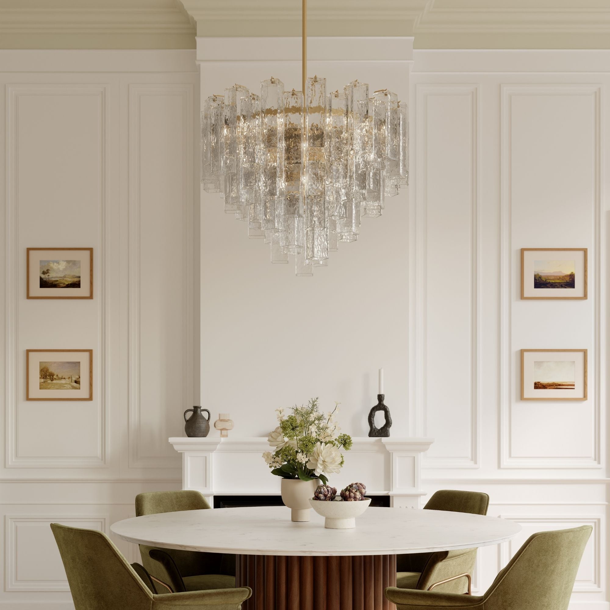 Metropolitan Torvento 32.75 in. 15-Light Pendant, Legacy Brass with Art Glass