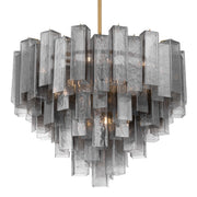 Metropolitan Torvento 32.75 in. 15-Light Pendant, Legacy Brass & Grey Smoke with Art Glass
