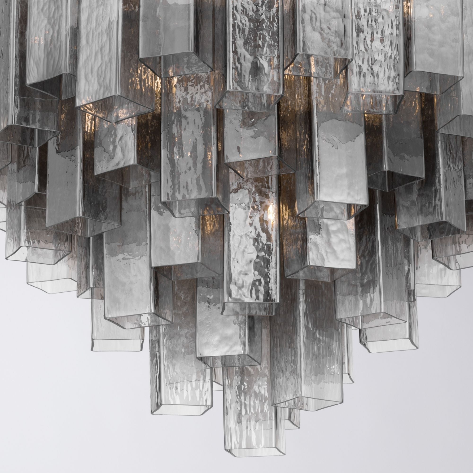 Metropolitan Torvento 32.75 in. 15-Light Pendant, Legacy Brass & Grey Smoke with Art Glass
