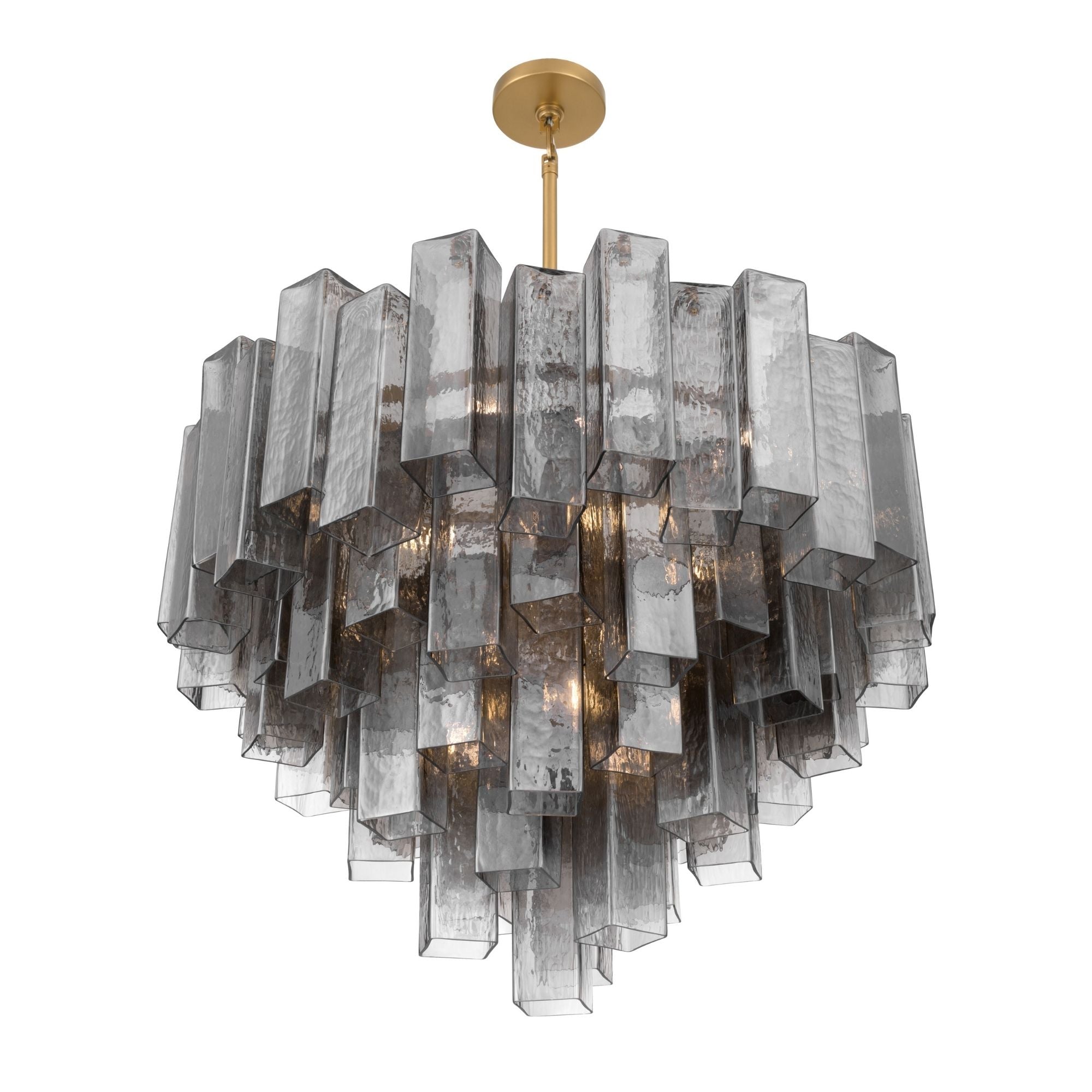 Metropolitan Torvento 32.75 in. 15-Light Pendant, Legacy Brass & Grey Smoke with Art Glass