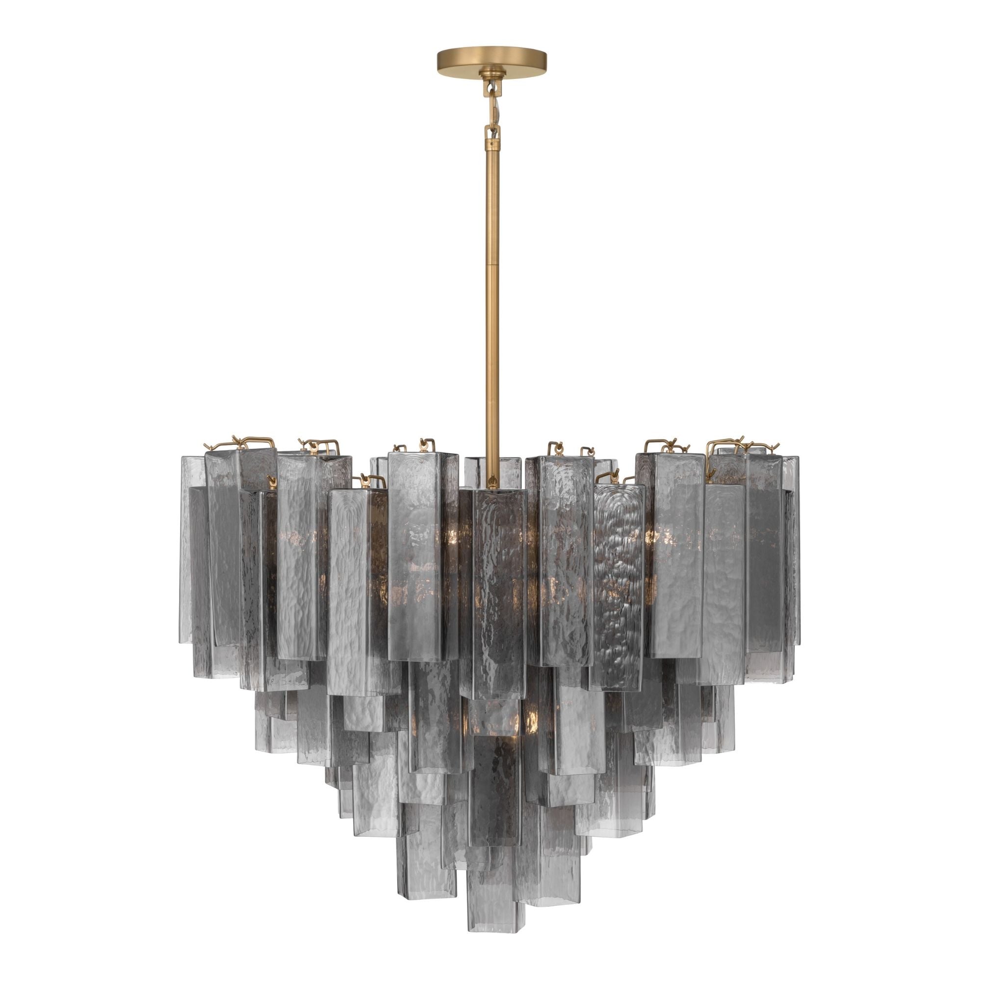 Metropolitan Torvento 32.75 in. 15-Light Pendant, Legacy Brass & Grey Smoke with Art Glass