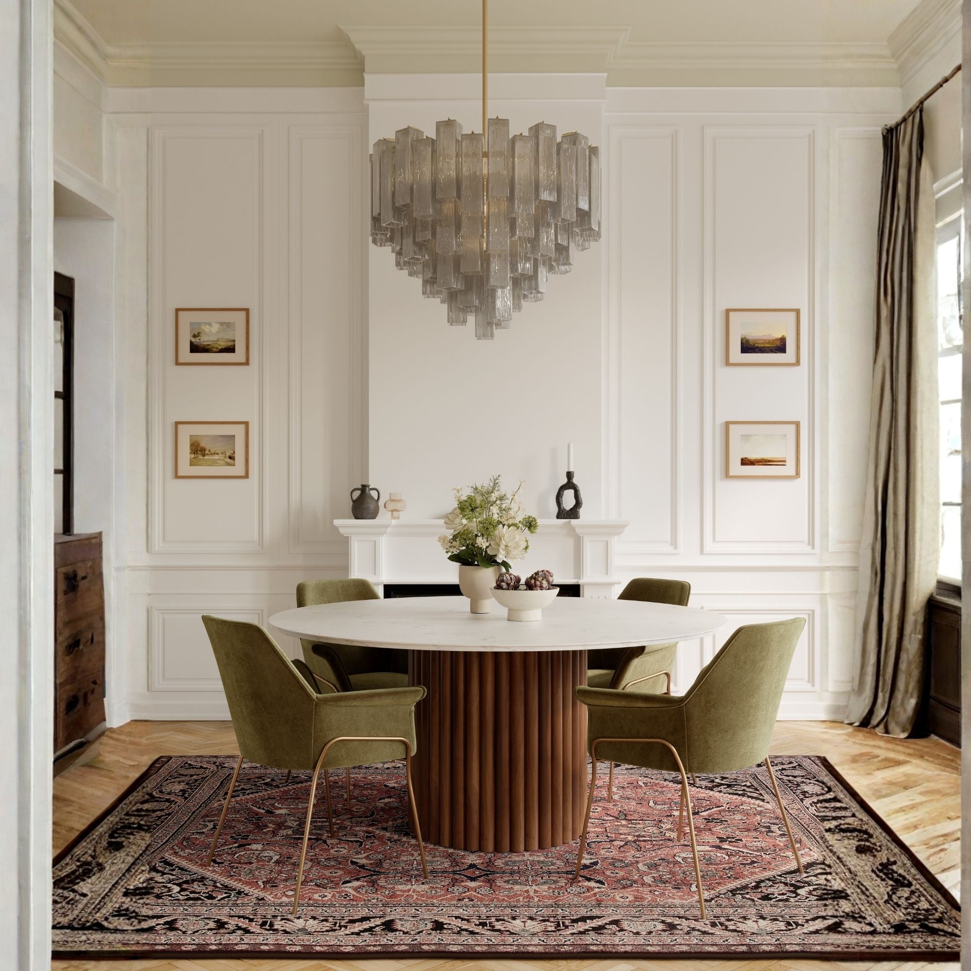 Metropolitan Torvento 32.75 in. 15-Light Pendant, Legacy Brass & Grey Smoke with Art Glass