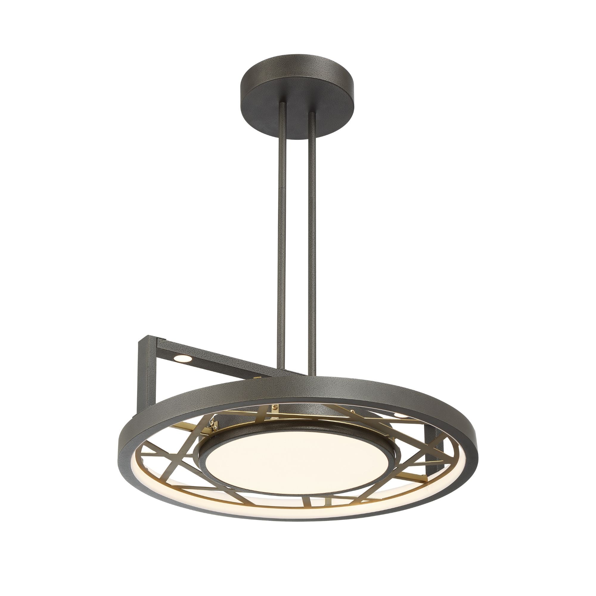 Tribeca 20" LED Semi Flush/Pendant, Smoked Iron & Soft Brass Finish