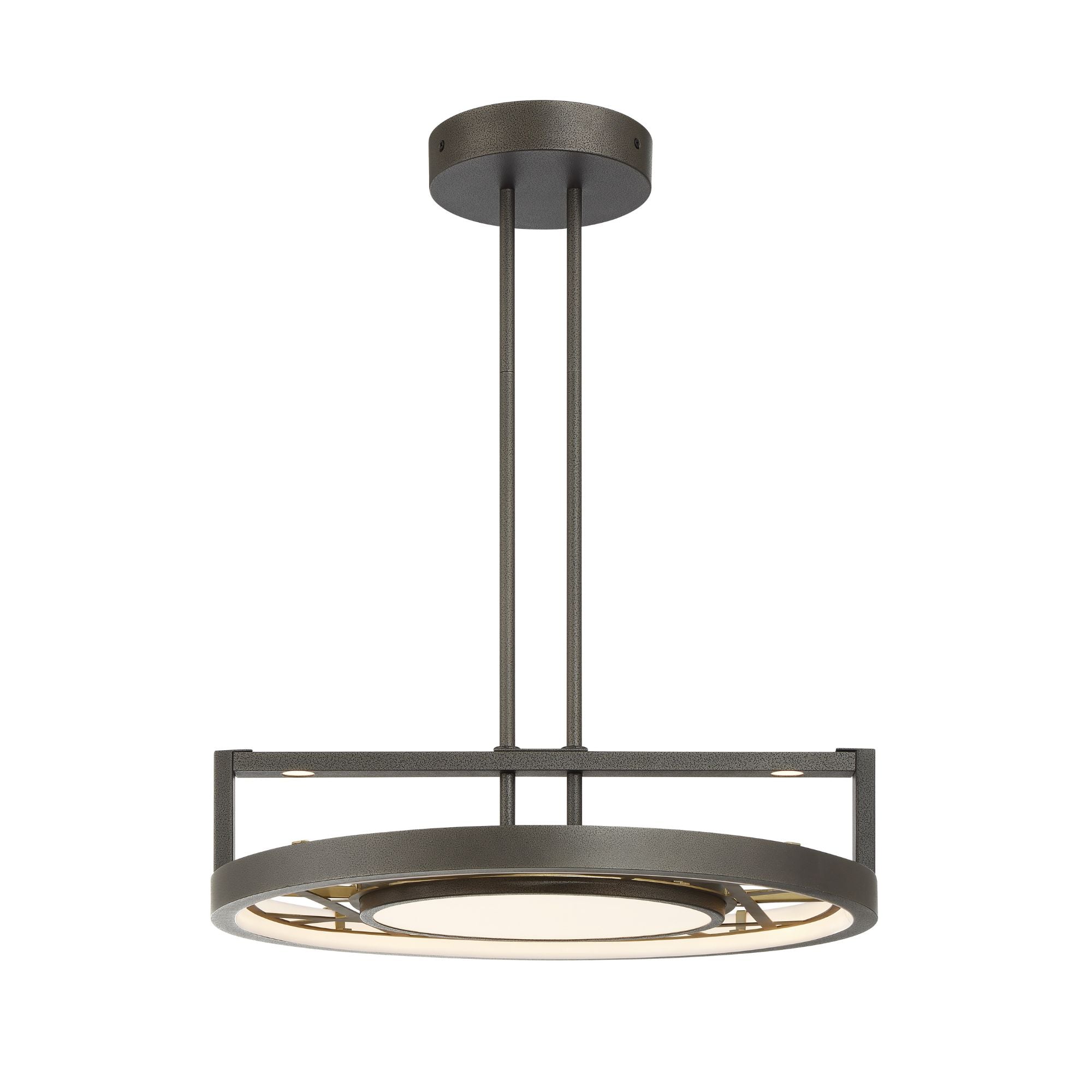 Tribeca 20" LED Semi Flush/Pendant, Smoked Iron & Soft Brass Finish
