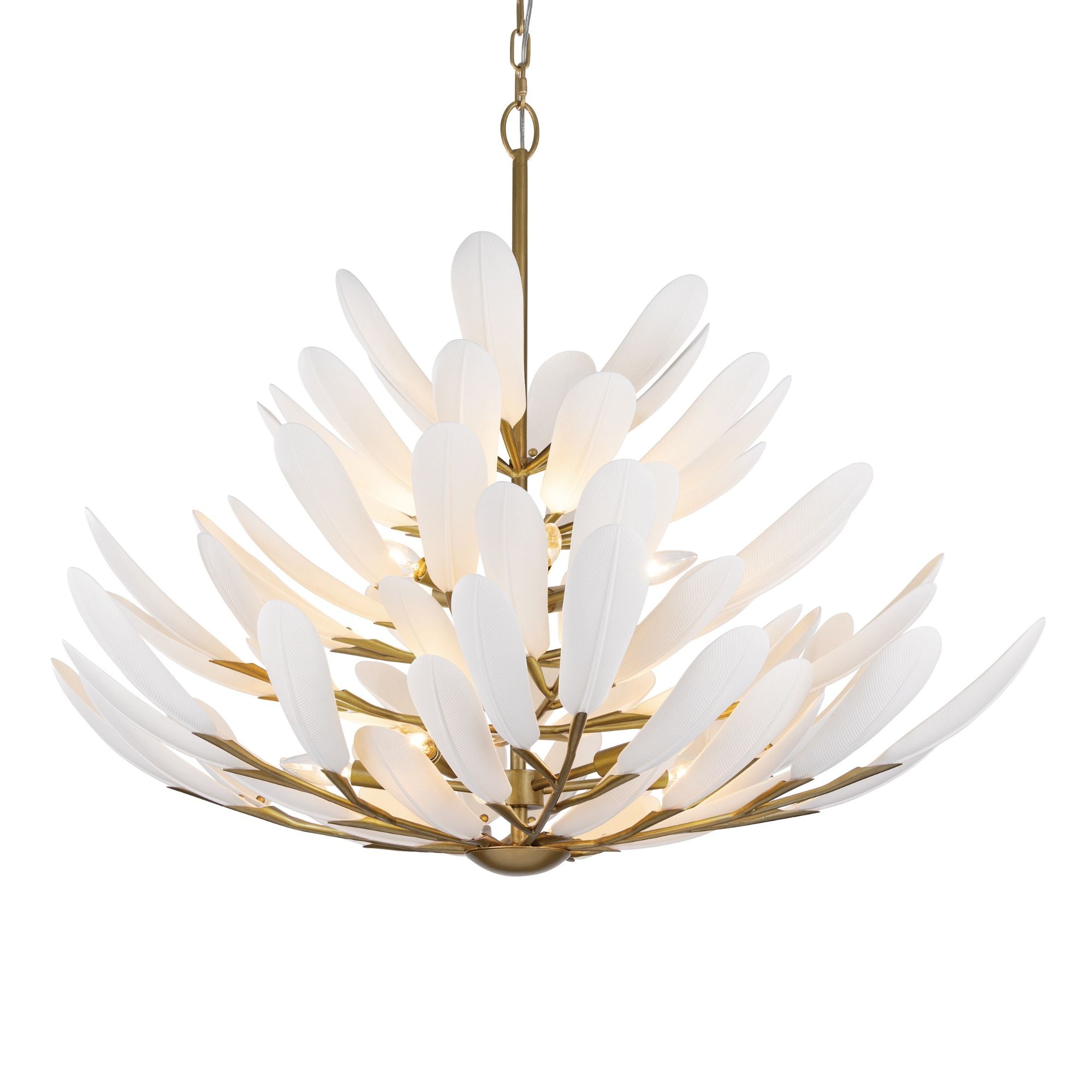 Metropolitan Vellinor 42 in. 10-Light Chandelier, Painted Legacy Brass & White