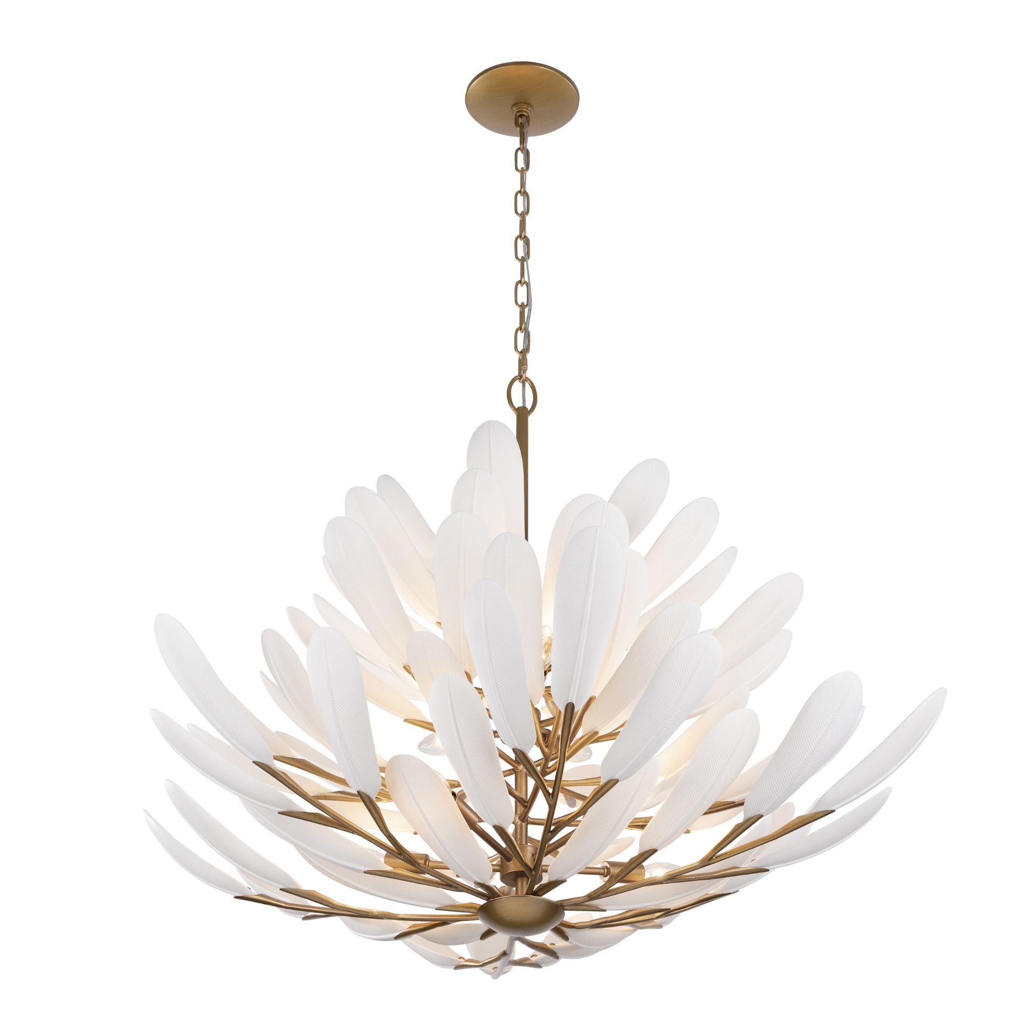 Metropolitan Vellinor 42 in. 10-Light Chandelier, Painted Legacy Brass & White