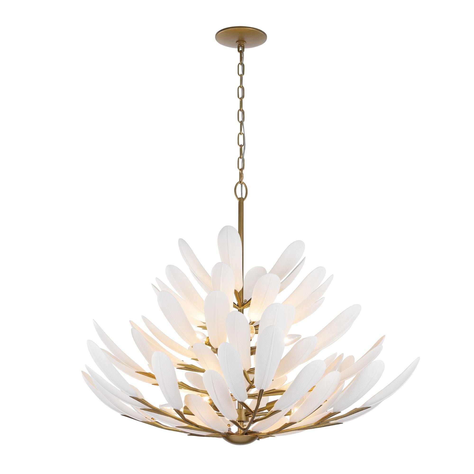 Metropolitan Vellinor 42 in. 10-Light Chandelier, Painted Legacy Brass & White