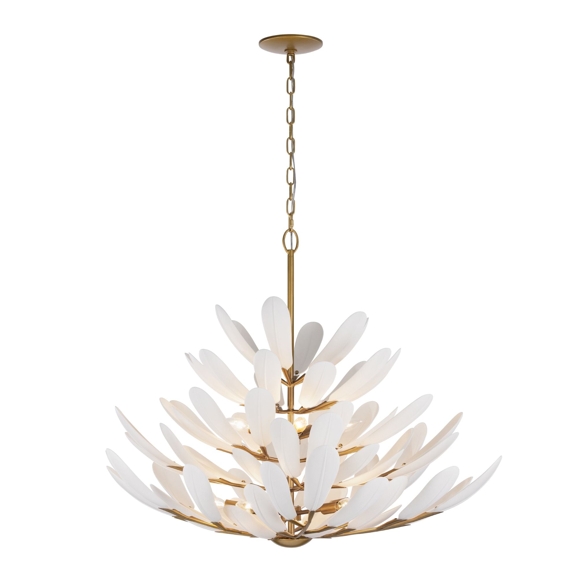 Metropolitan Vellinor 42 in. 10-Light Chandelier, Painted Legacy Brass & White