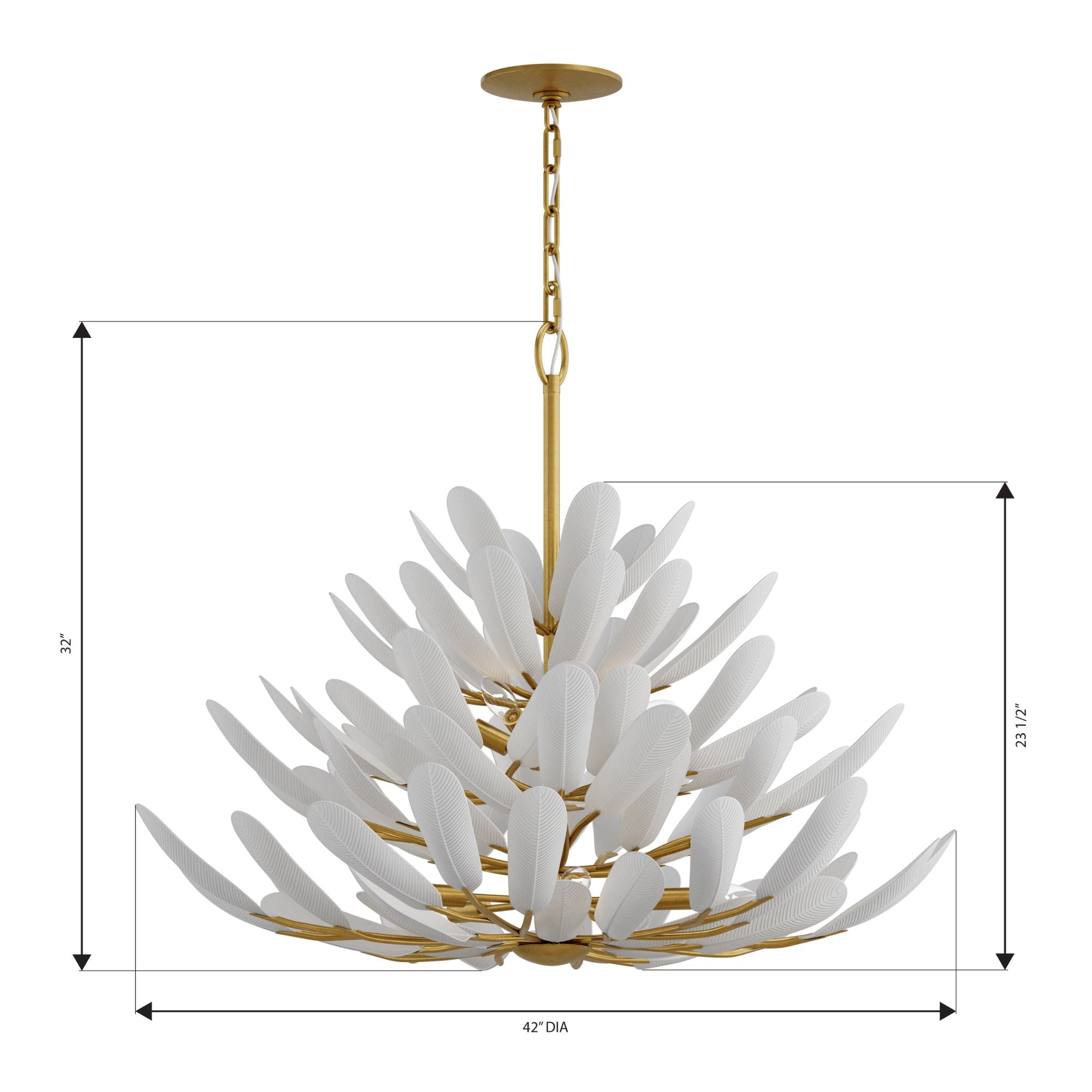 Metropolitan Vellinor 42 in. 10-Light Chandelier, Painted Legacy Brass & White