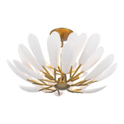 Metropolitan Vellinor 28 in. 4-Light Semi-Flush Mount, Painted Legacy Brass & White