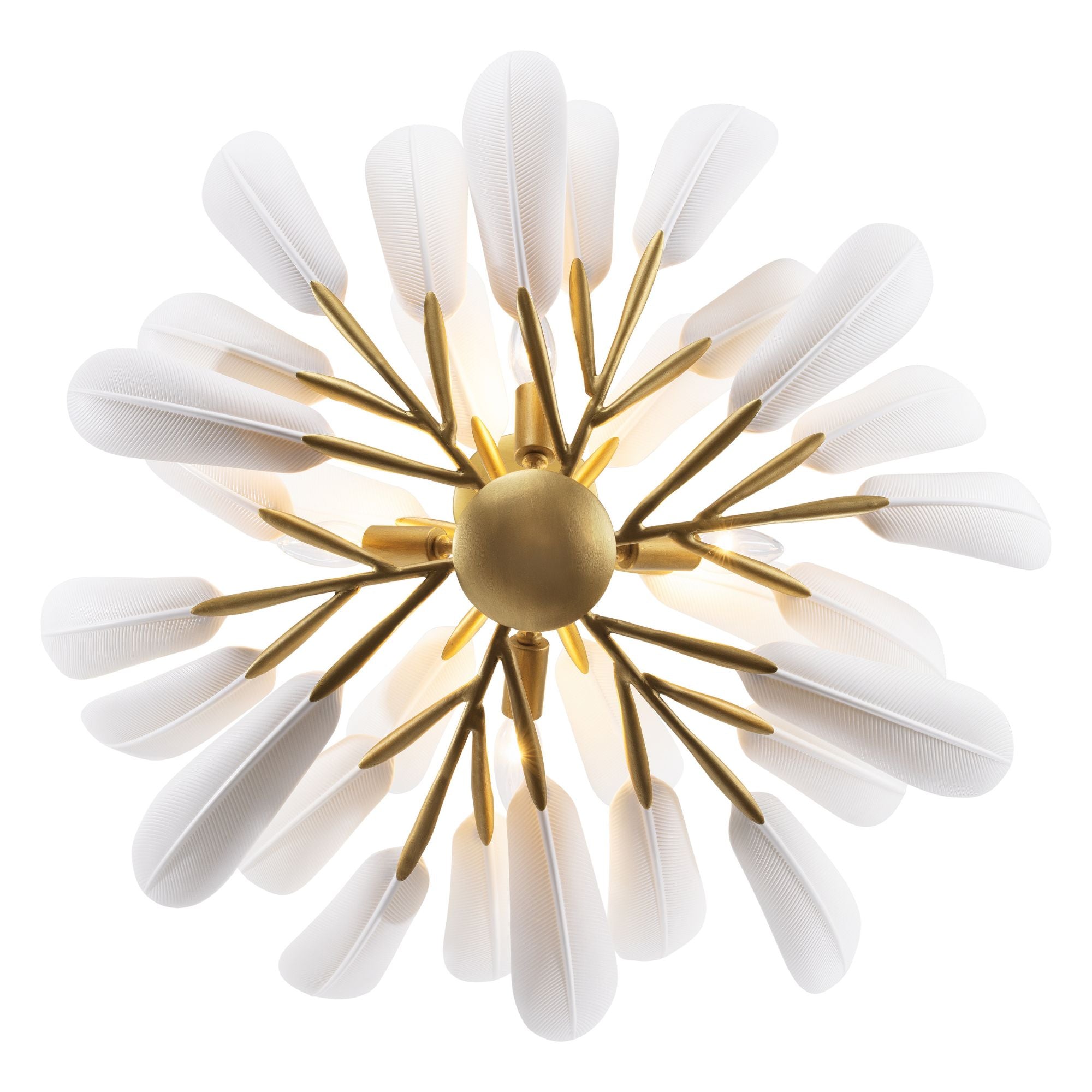 Metropolitan Vellinor 28 in. 4-Light Semi-Flush Mount, Painted Legacy Brass & White
