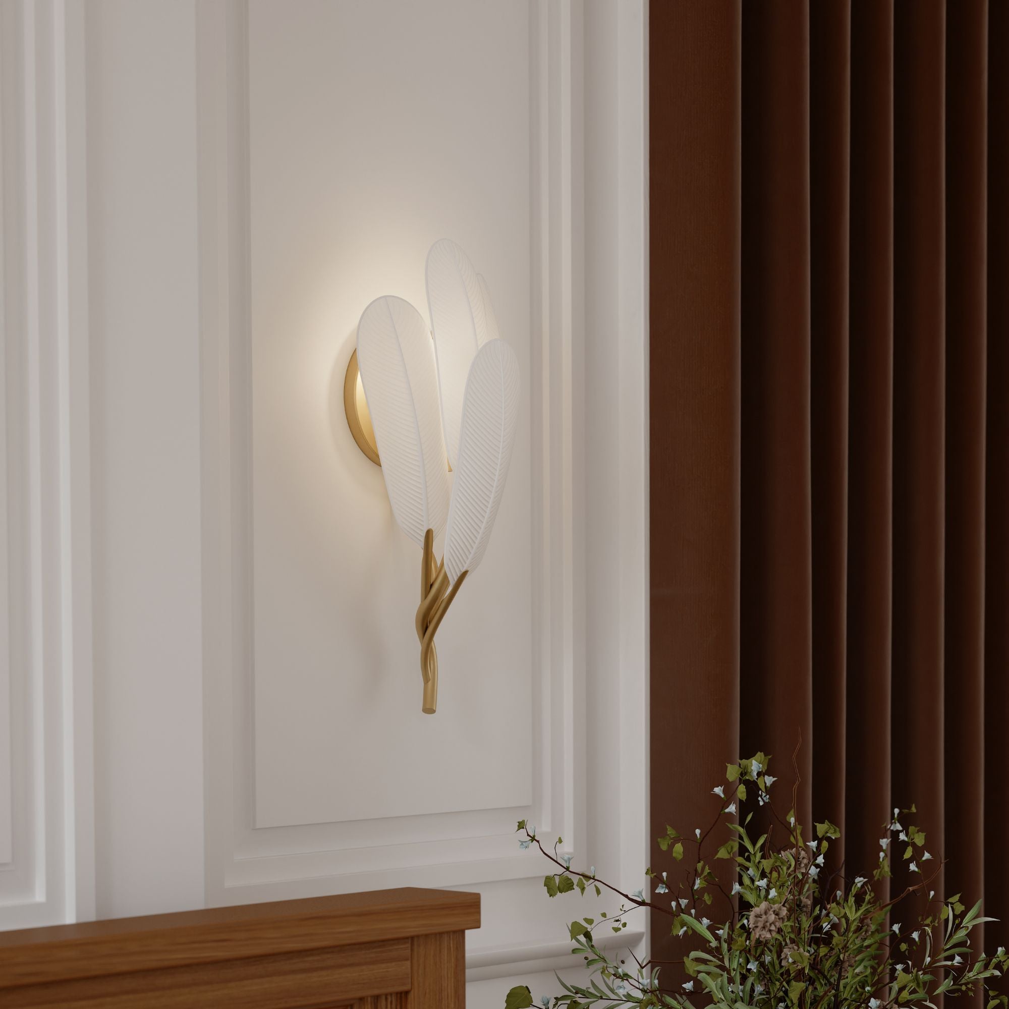 Metropolitan Vellinor 18.5 in. Wall Sconce, Painted Legacy Brass & White Swirl