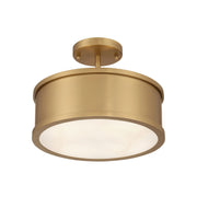 Metropolitan Wynn Semi-Flush Mount, Legacy Brass with Alabaster Stone Drum Shade