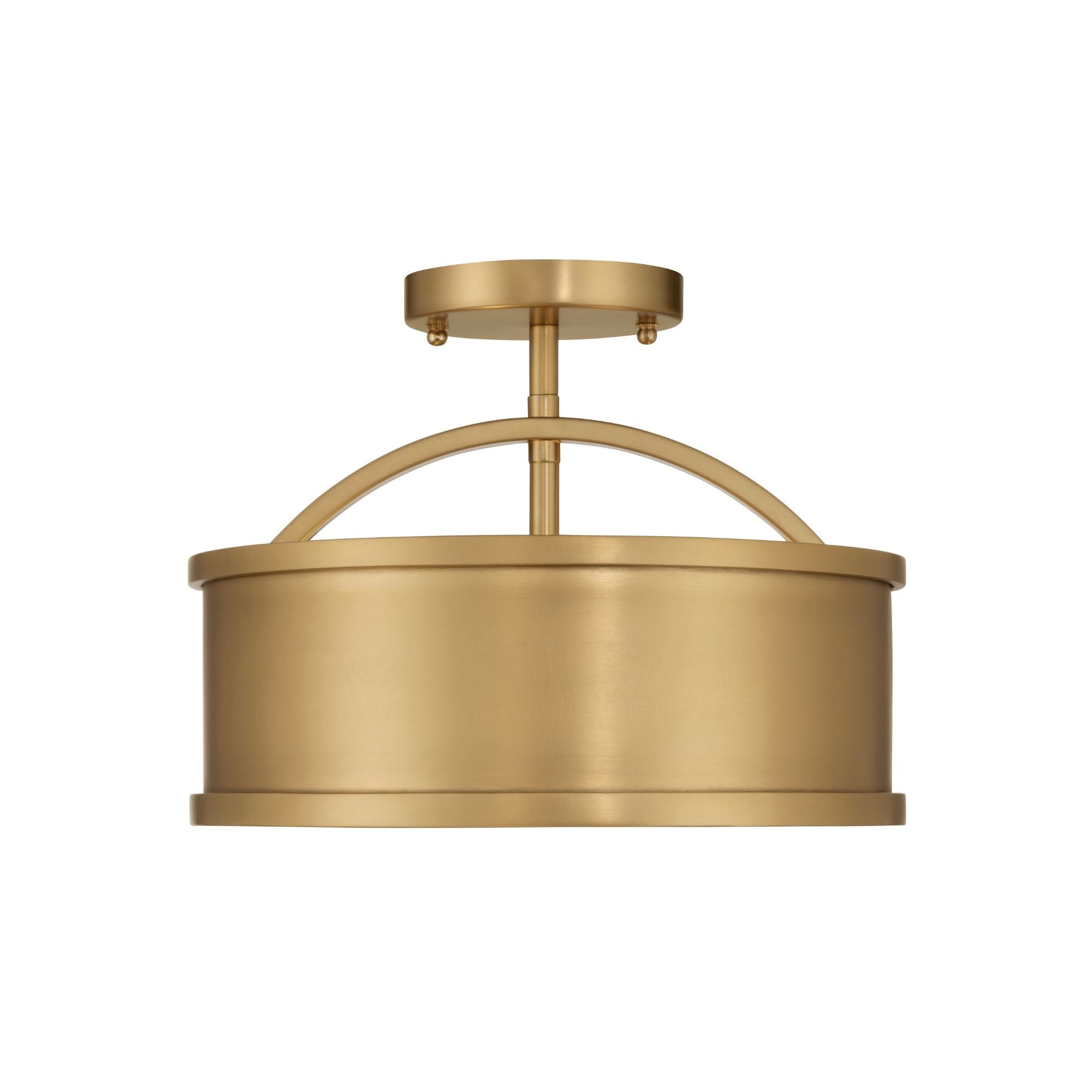 Metropolitan Wynn 12 in. 2-Light Semi-Flush Mount, Legacy Brass with Alabaster Stone Drum Shade