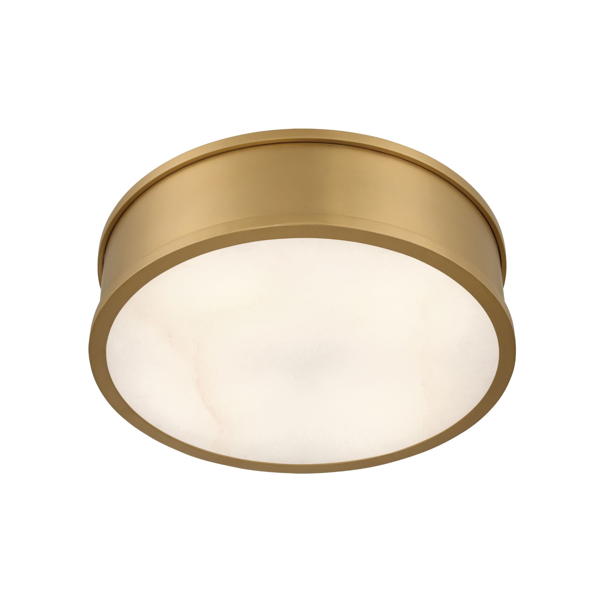 Metropolitan Wynn 16 in. 4-Light Semi-Flush Mount, Legacy Brass with Alabaster Stone Drum Shade