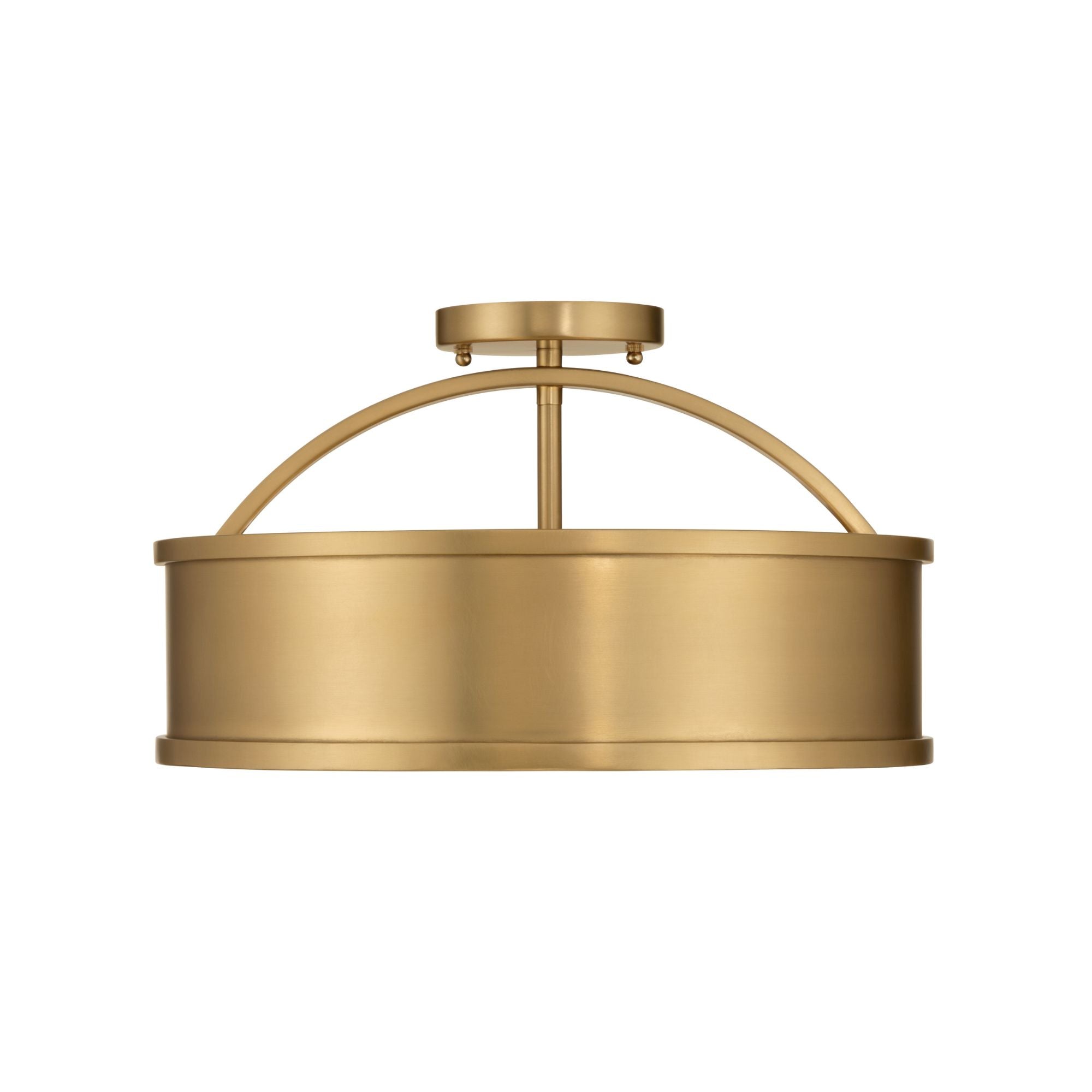 Metropolitan Wynn 16 in. 4-Light Semi-Flush Mount, Legacy Brass with Alabaster Stone Drum Shade