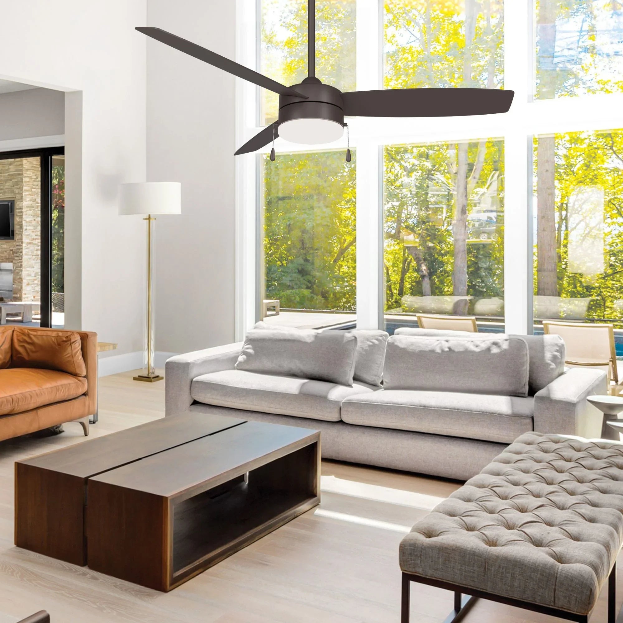 Airetor III 54" Oil Rubbed Bronze 3-Blade LED Ceiling Fan with Pull Chain - Bees Lighting