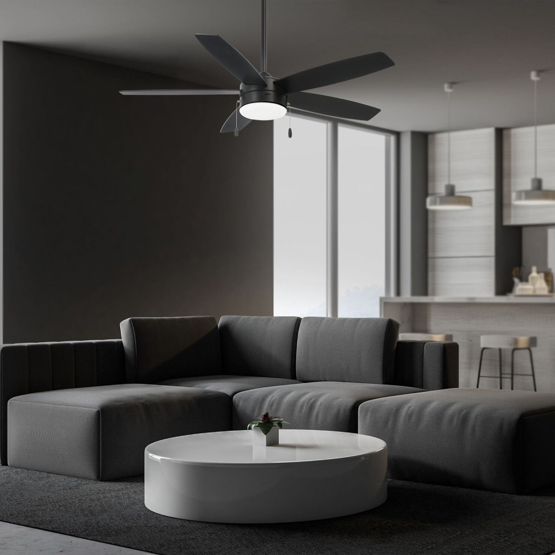 Airetor 52" Black Coal 5-Blade LED Ceiling Fan with Pull Chain - Bees Lighting