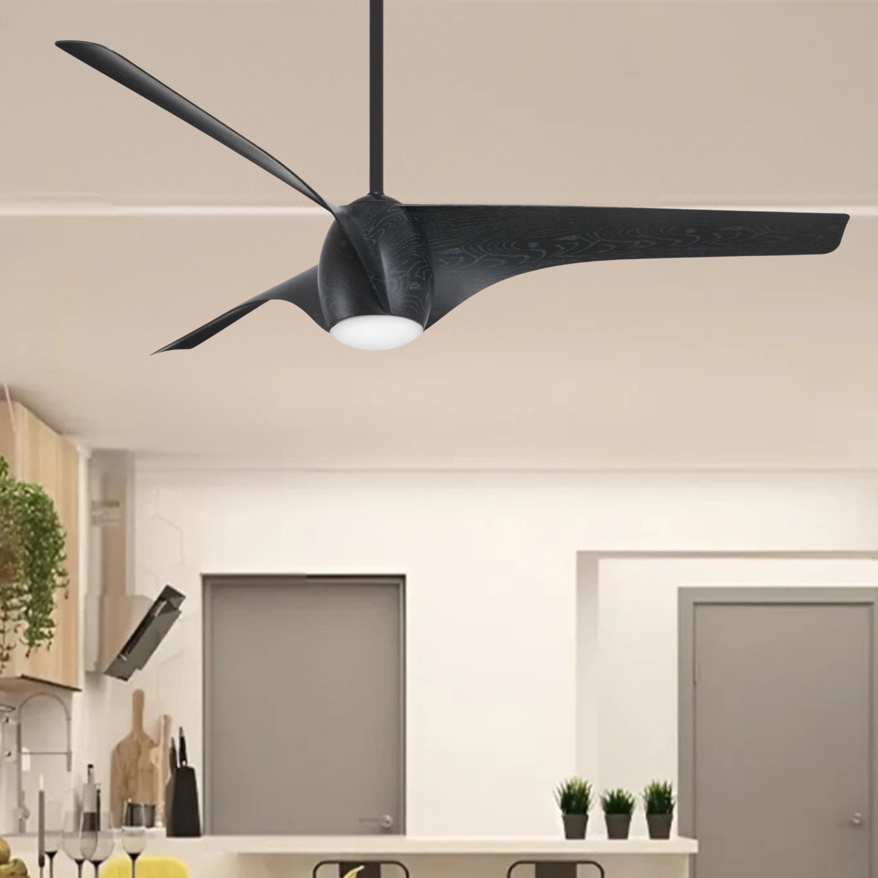 Airewave 65" Matte Black Maple LED Indoor Ceiling Fan with Remote