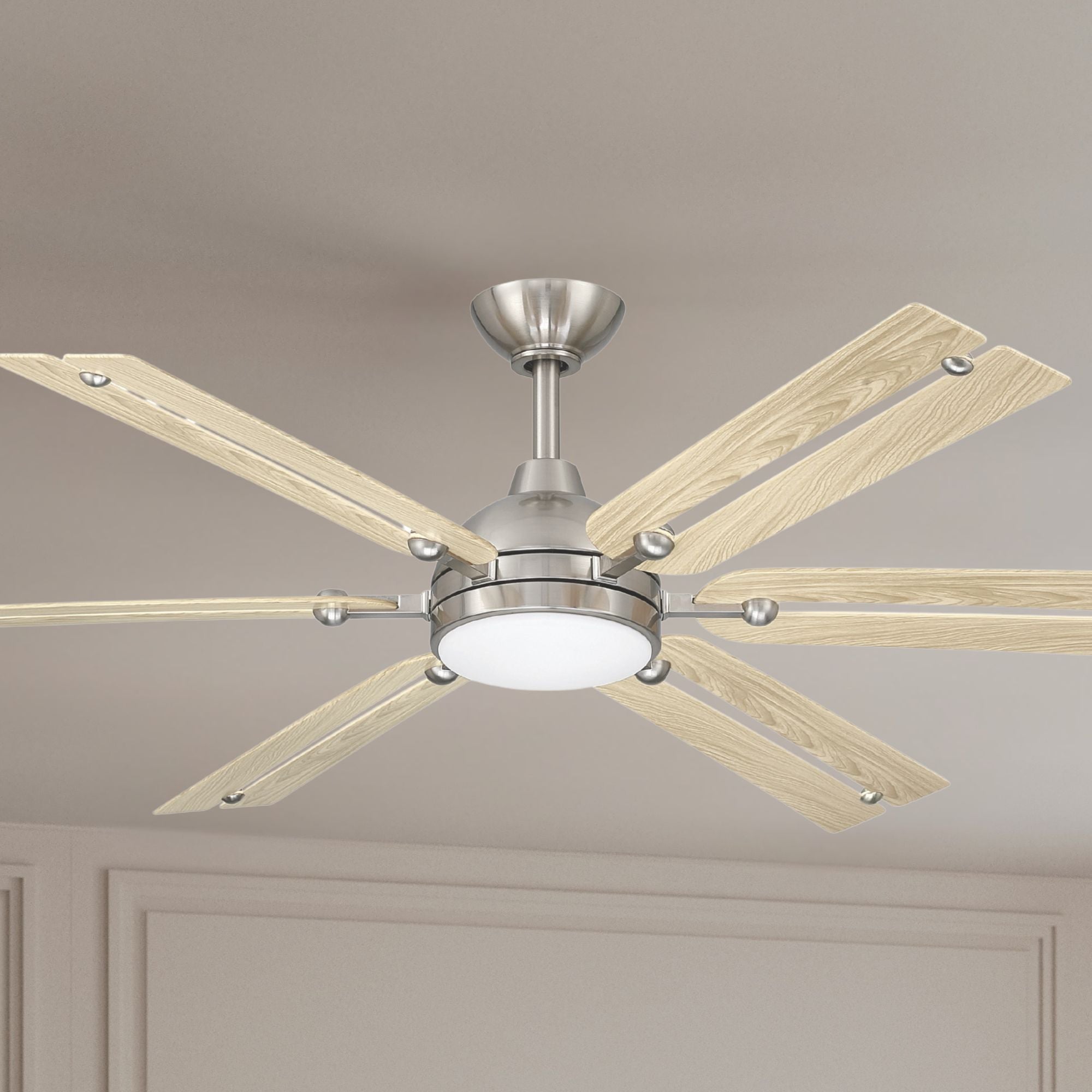 Allegata 56" 5-CCT LED Smart Ceiling Fan, Brushed Nickel with White Oak Blades