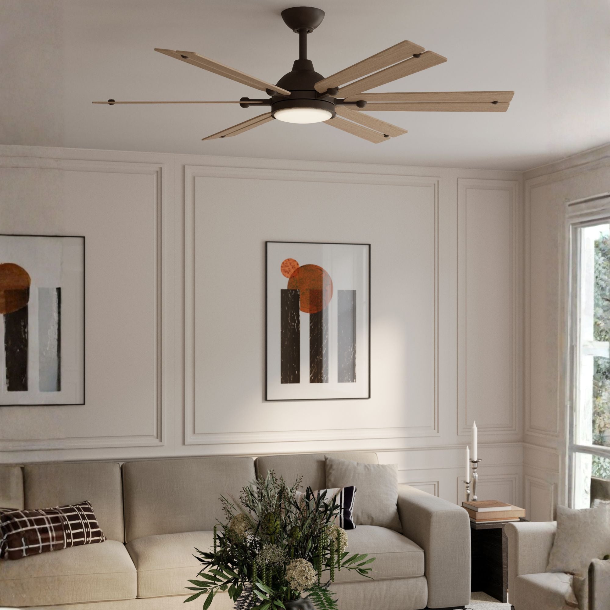 Allegata 56" 5-CCT LED Smart Ceiling Fan, Dark Bronze with Ashwood Blades