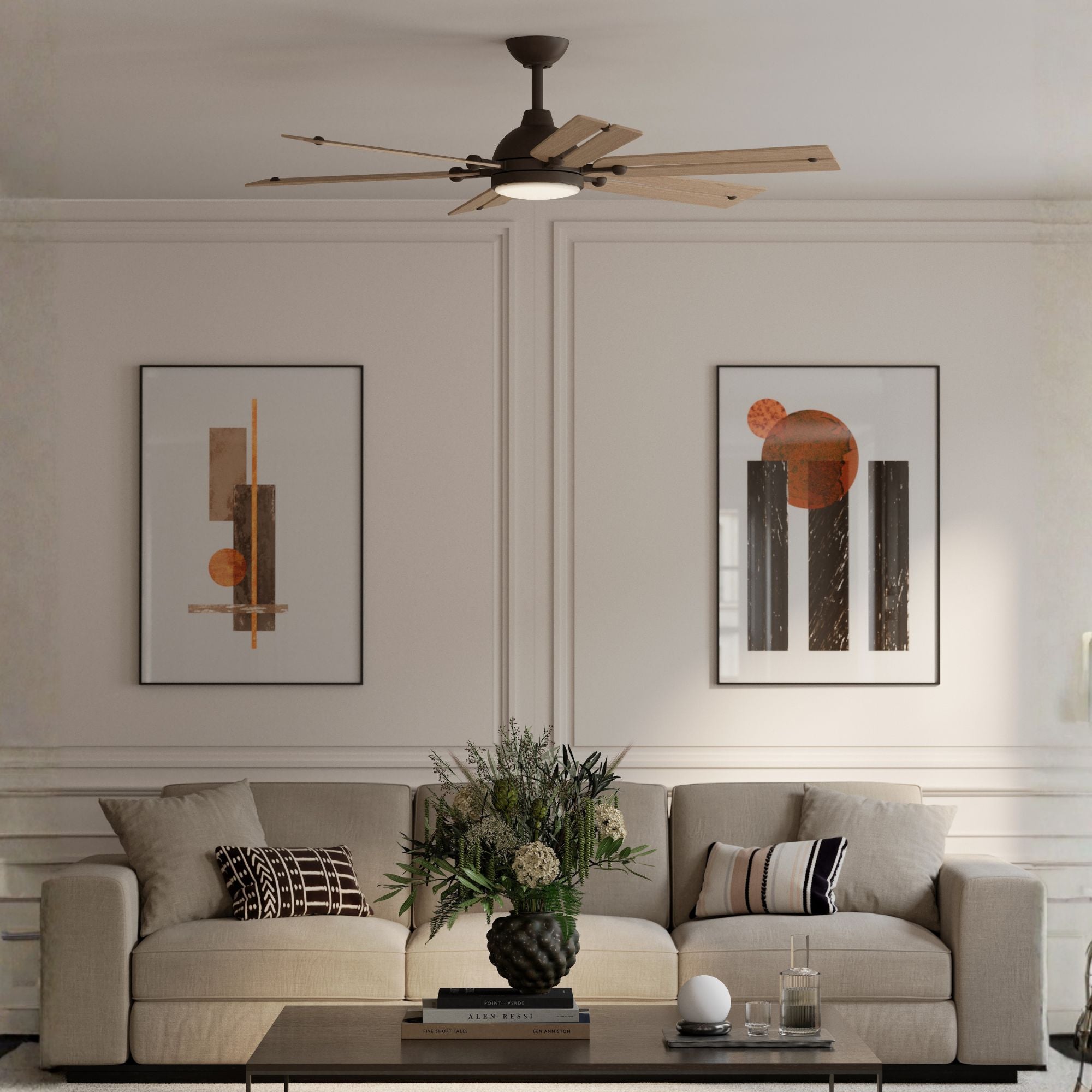 Allegata 56" 5-CCT LED Smart Ceiling Fan, Dark Bronze with Ashwood Blades