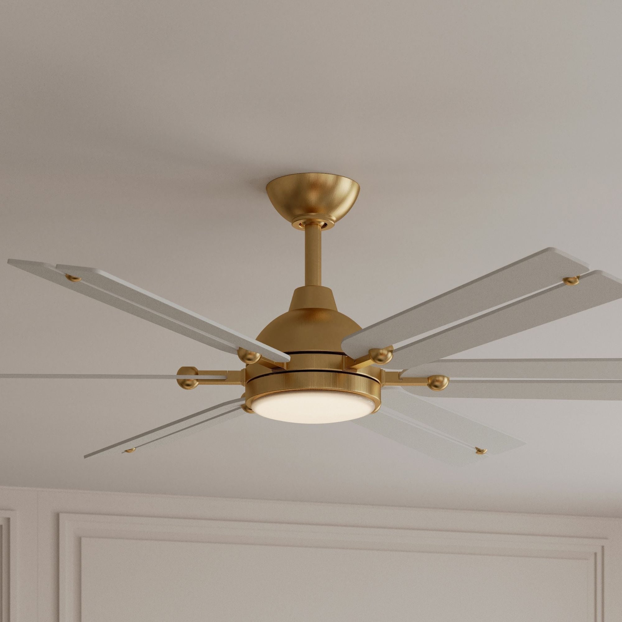 Allegata 56" 5-CCT LED Smart Ceiling Fan, Heritage Brass with Alabaster White Blades