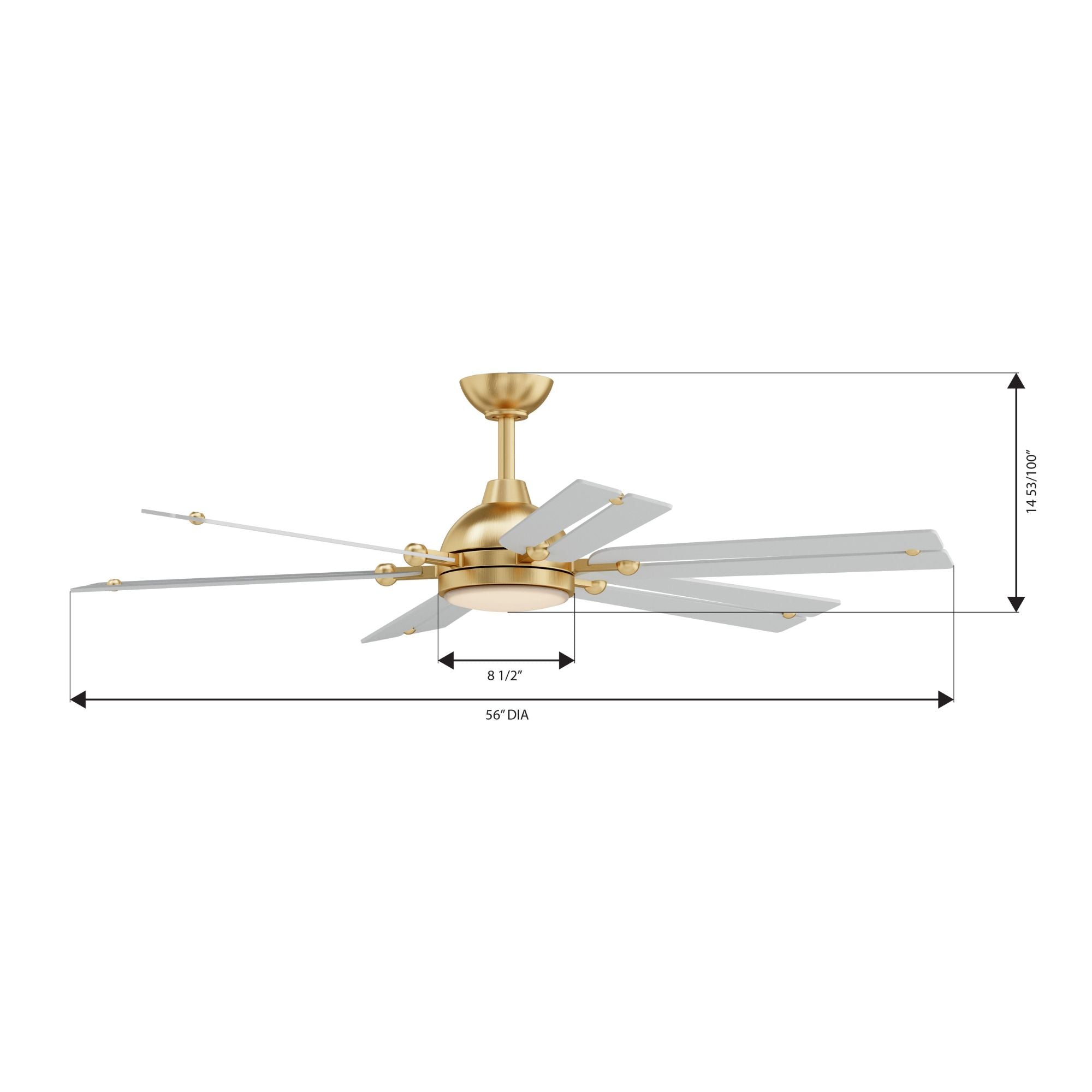 Allegata 56" 5-CCT LED Smart Ceiling Fan, Heritage Brass with Alabaster White Blades