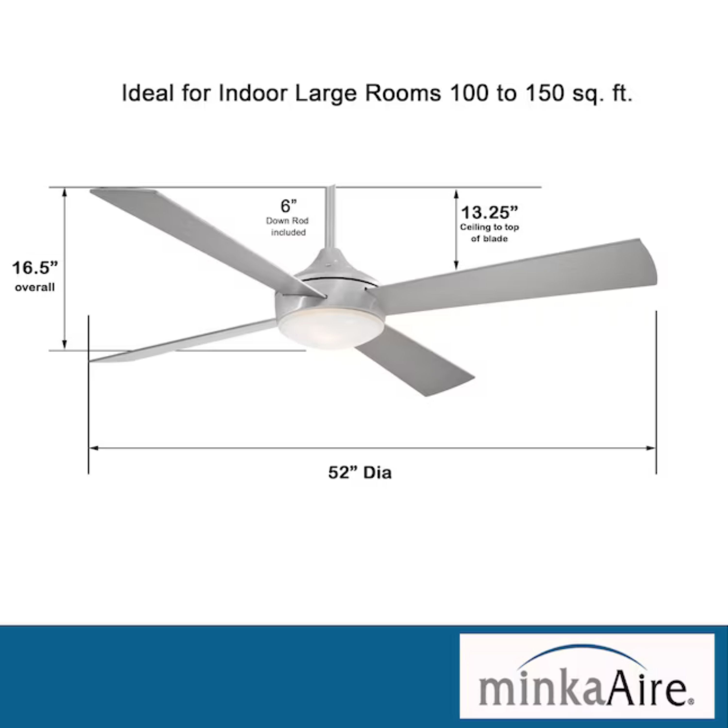 Aluma Wet 52" Aluminum LED Ceiling Fan with Remote