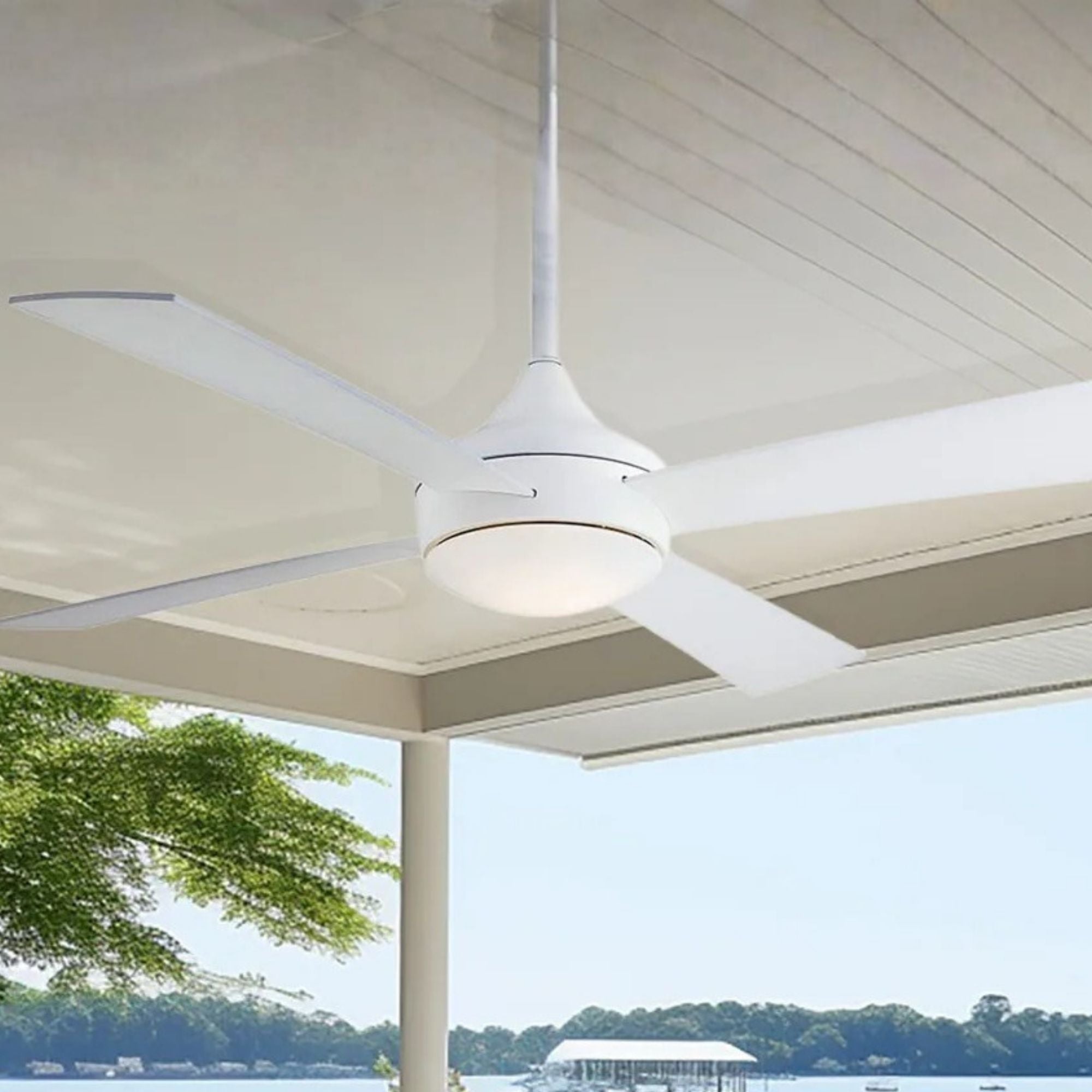 Minka Aire - Aluma Wet 52" White LED Ceiling Fan with Remote | Bees Lighting