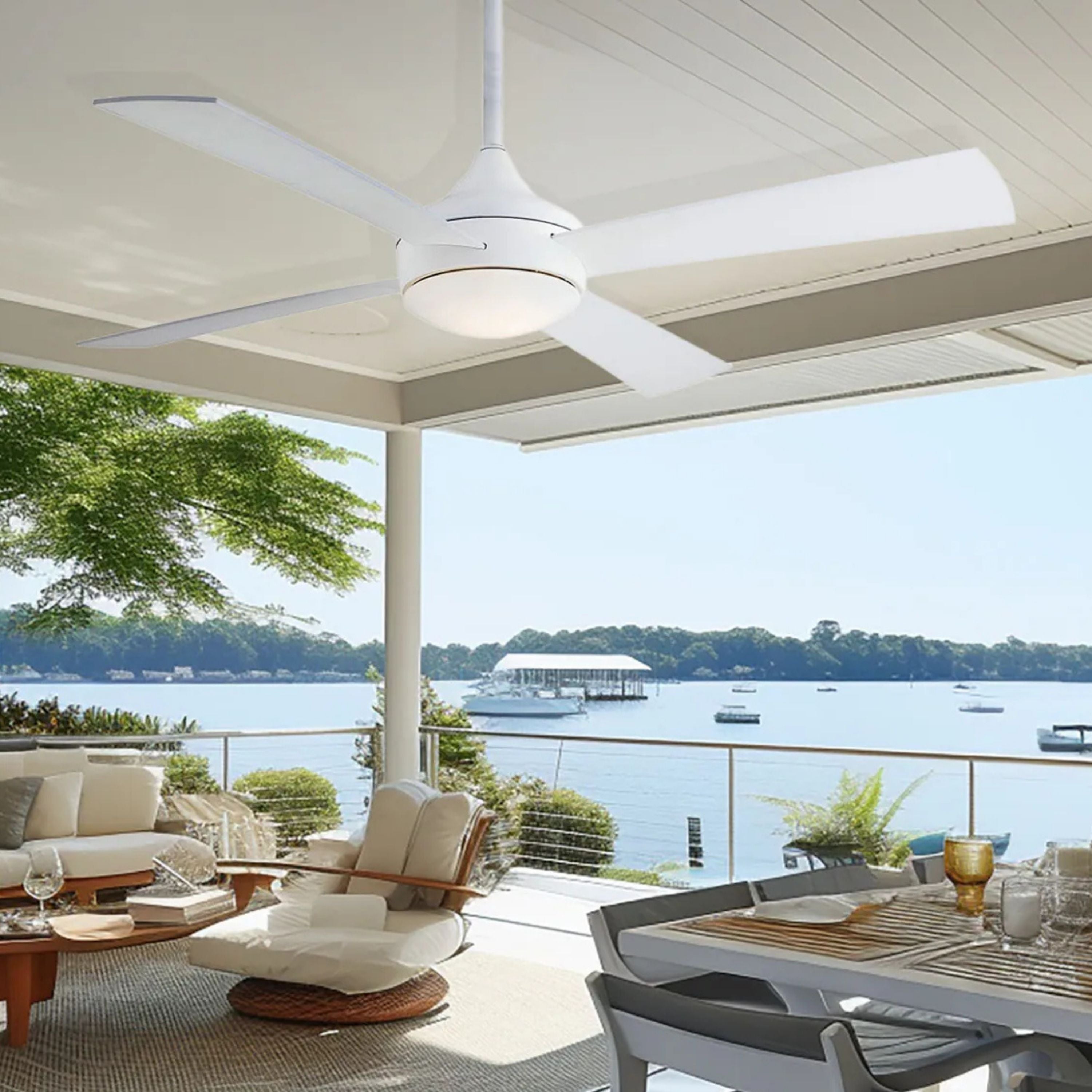 Aluma Wet 52" White LED Ceiling Fan with Remote